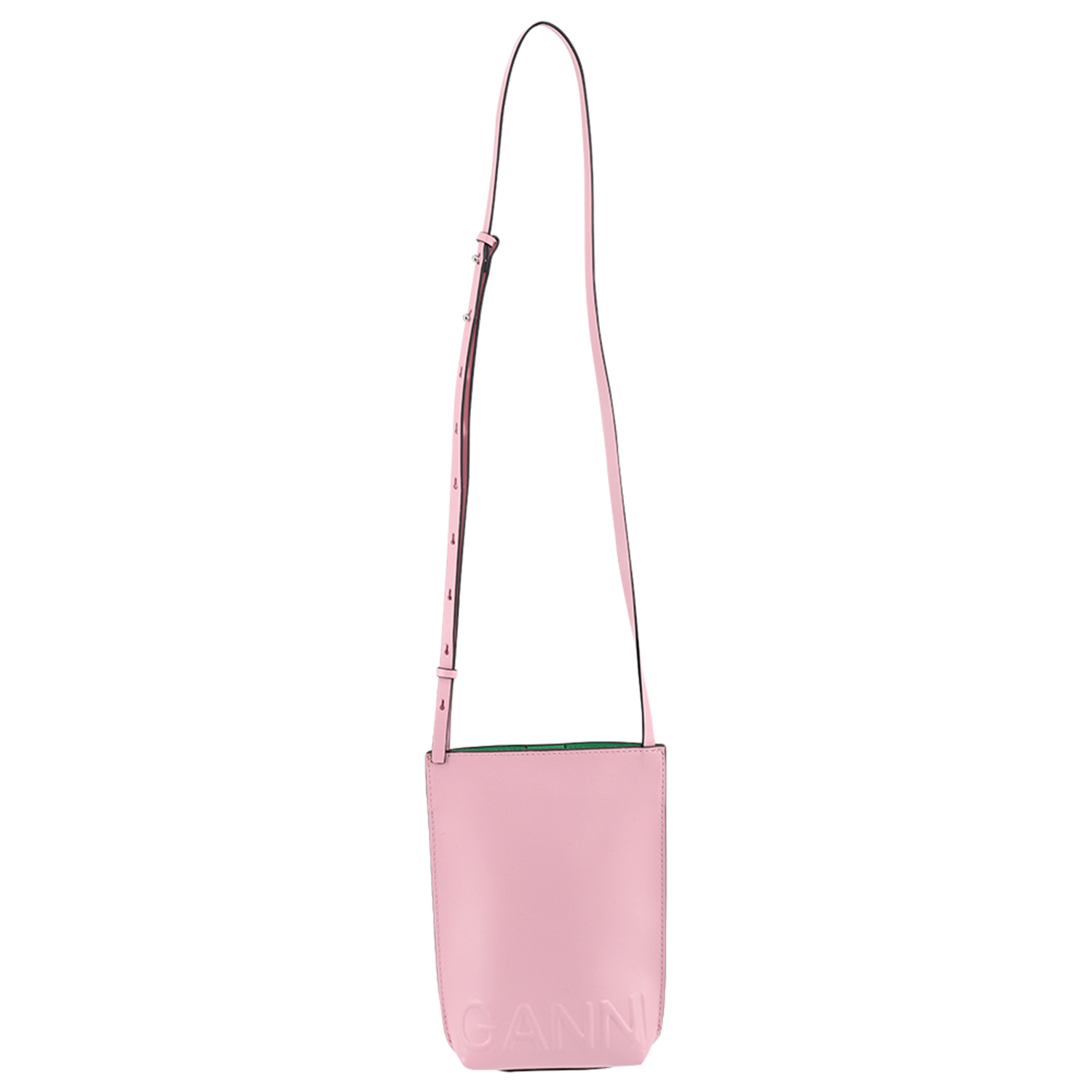 Ganni Recycled Leather Small Crossbody Bag Pink Nectar