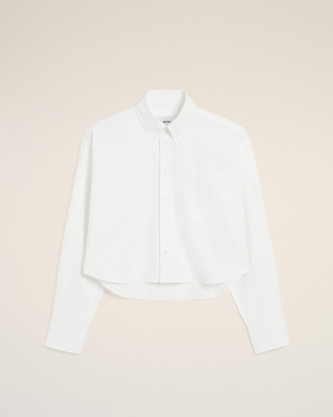 AMI PARIS de Coeur Cropped Oversize Shirt in Natural White AMI PARIS de Coeur Cropped Oversize Shirt in Natural White FR 40 / DE 38