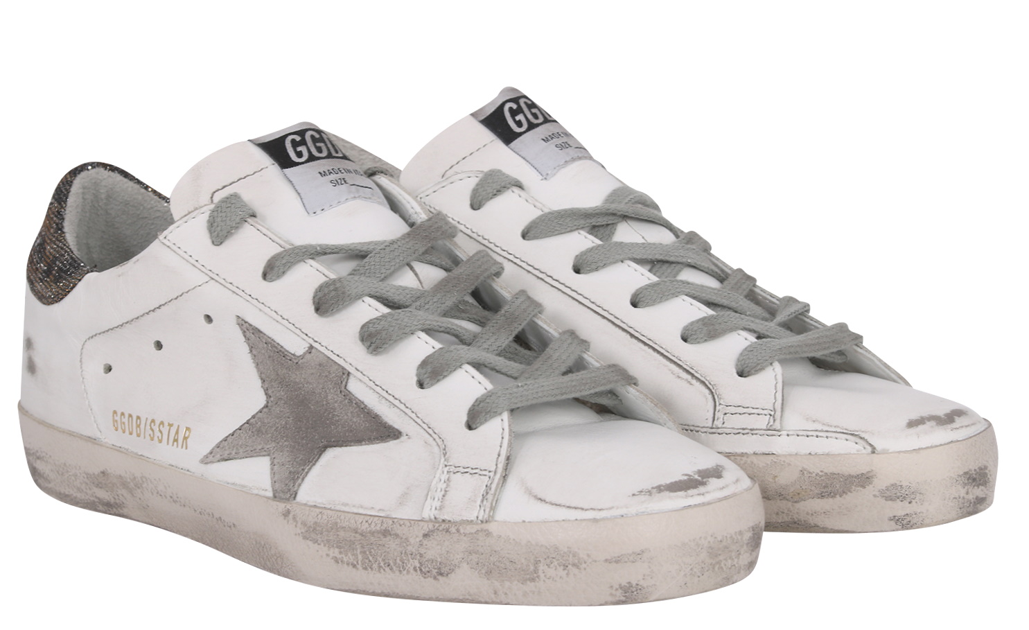 Golden Goose Sneaker Superstar Leather Upper Suede Star Lurex Heel