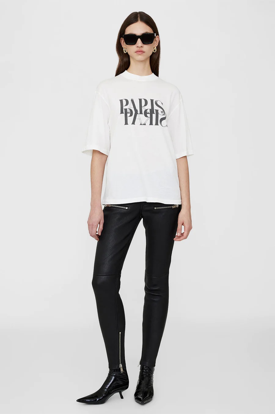 ANINE BING Avi Paris Tee in Ivory XS