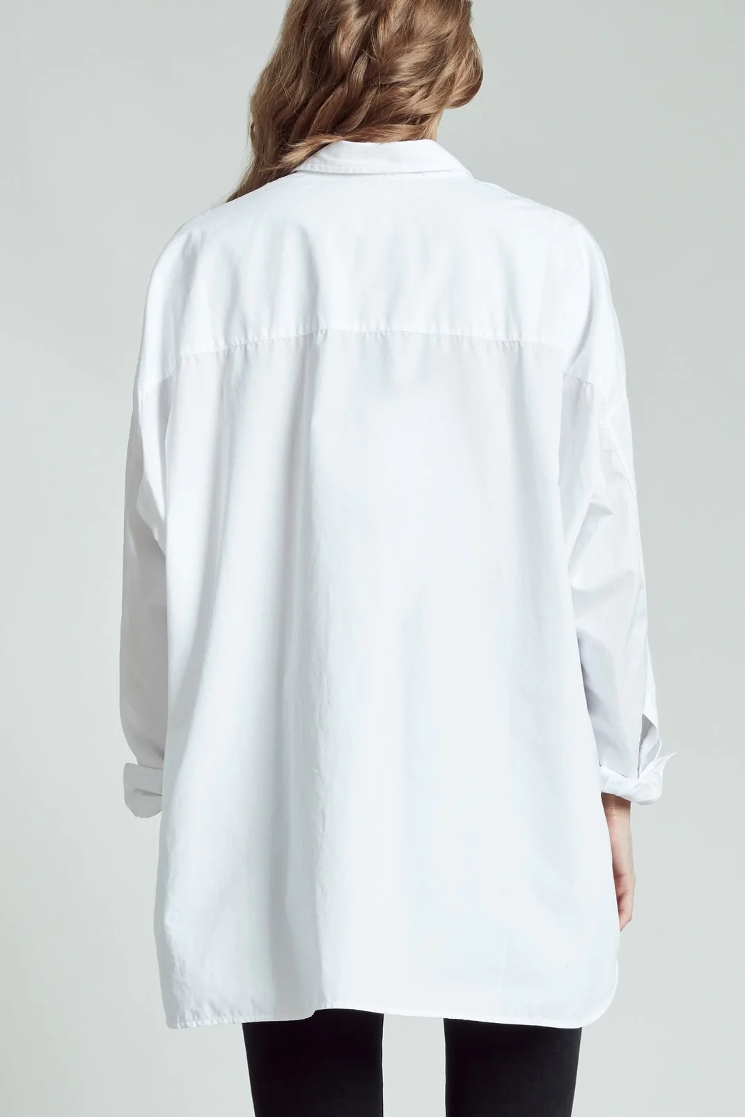 R13 Drop Neck Oxford Shirt in White XS