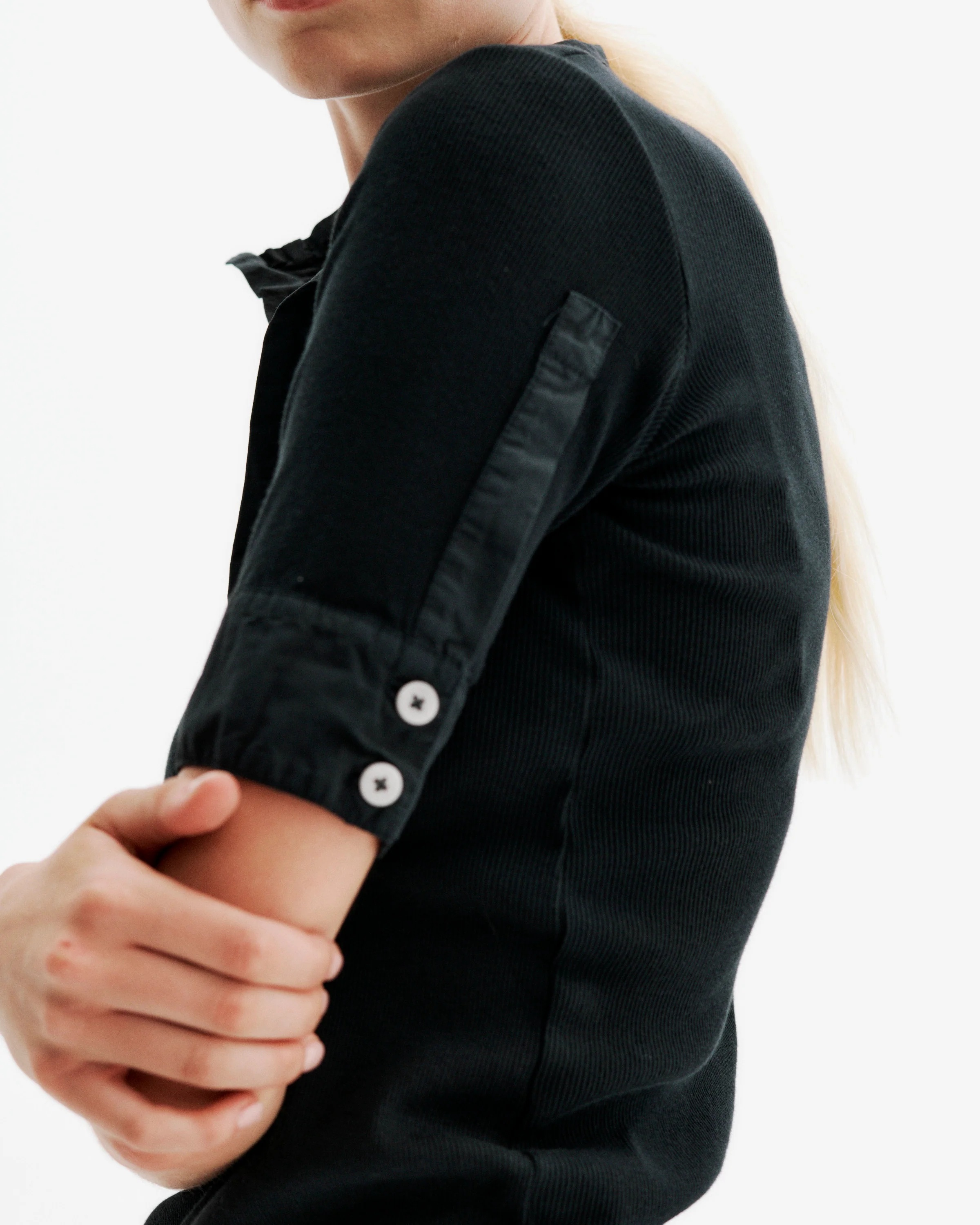 ALL III Maria Rib Henley T-Shirt in Black