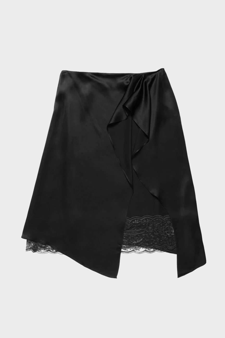 ACNE STUDIOS Black Satin Laces Skirt