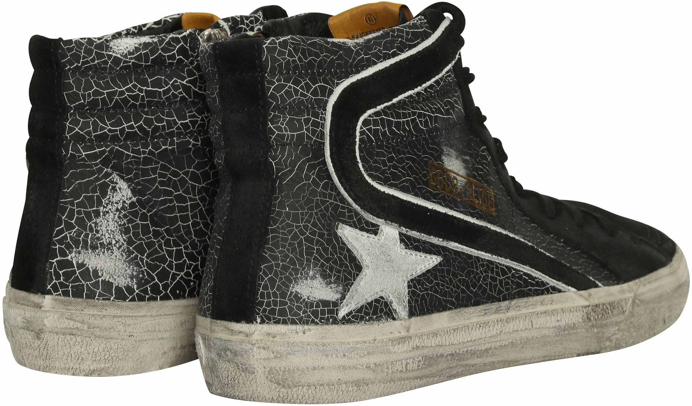 Golden Goose Slide Black Crack/White Star