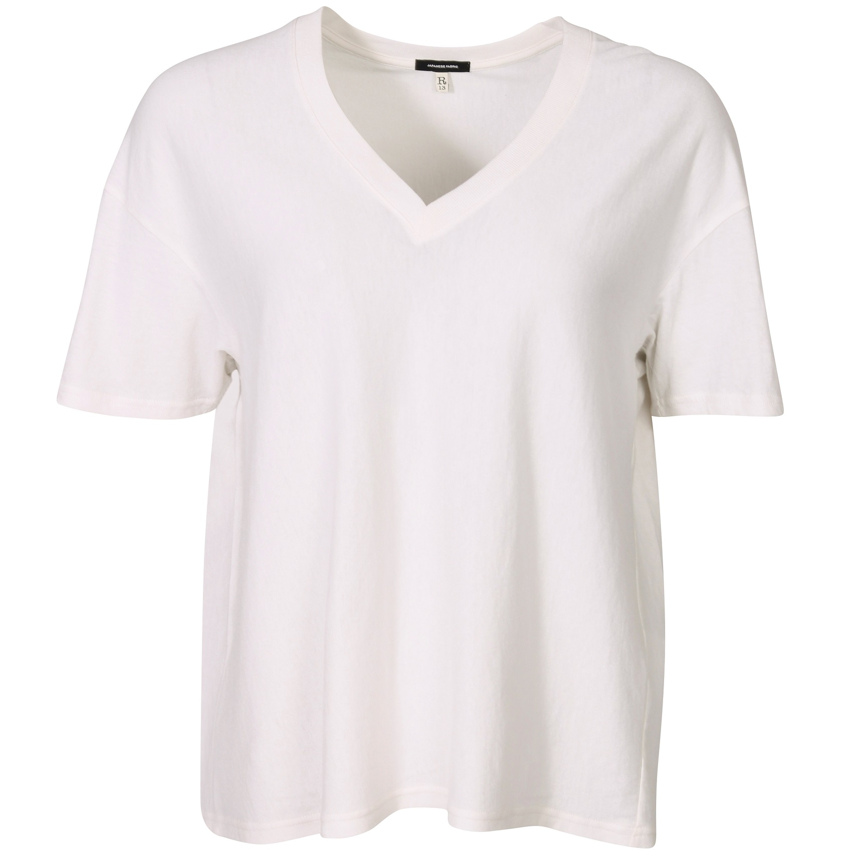 R13 V-Neck Boxy Seamless T-Shirt in White