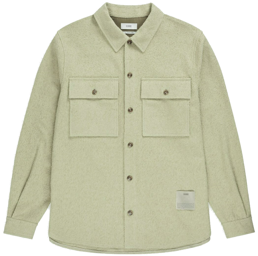 CLOSED Cotton Bouclé Utility Shirt in Light Moss Green