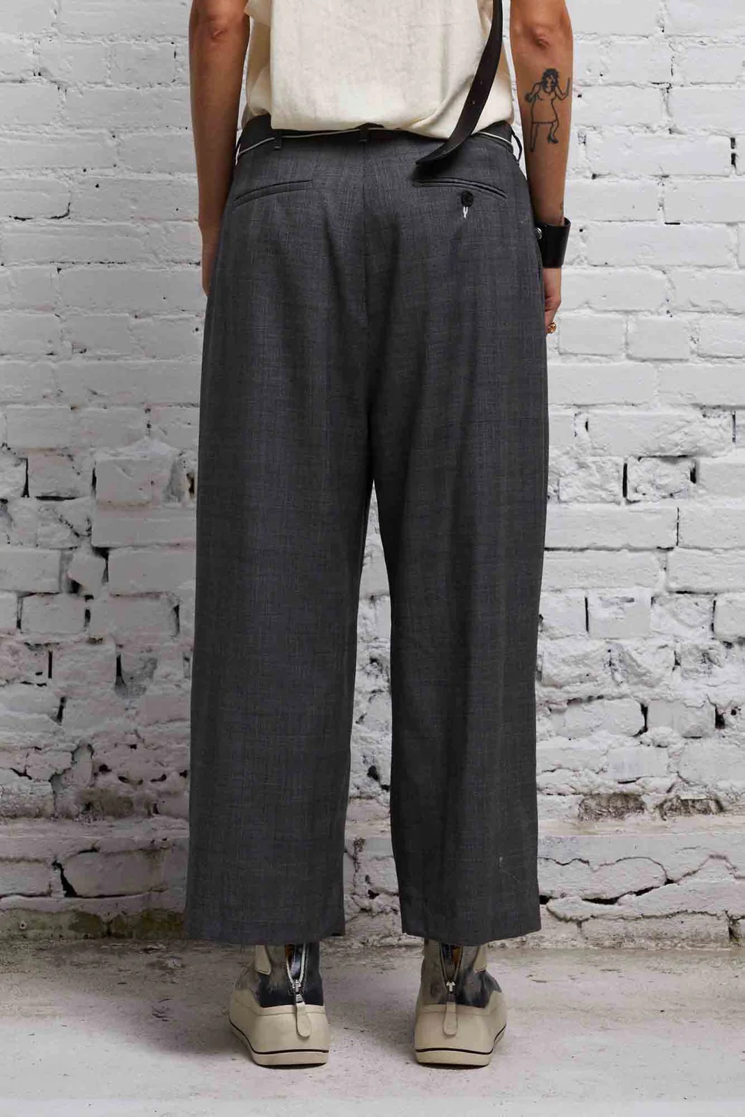 R13 Articulated Knee Trouser Grey Plaid 27