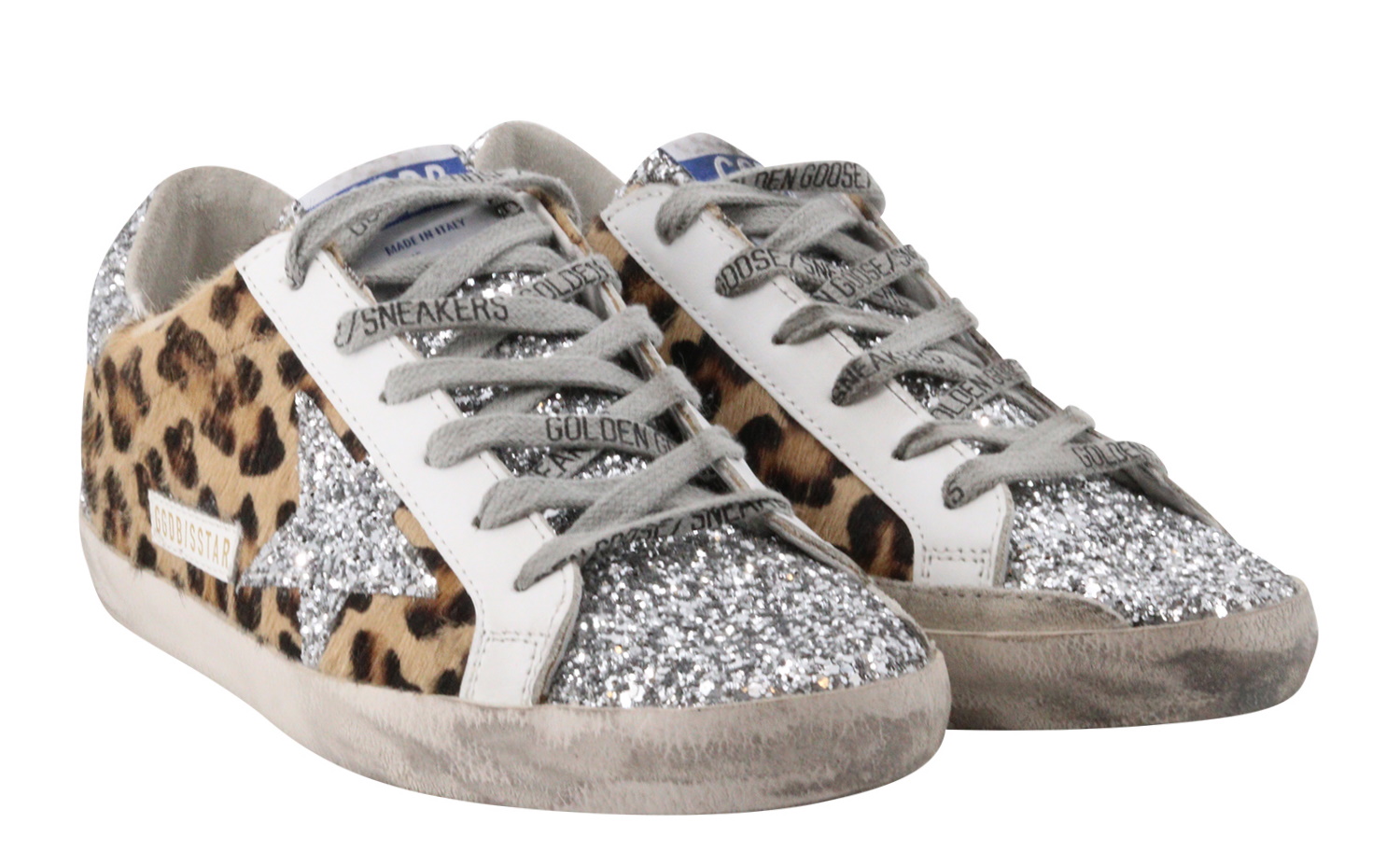 Golden Goose Superstar Leopard Horsy Glitter Star and Heel 36
