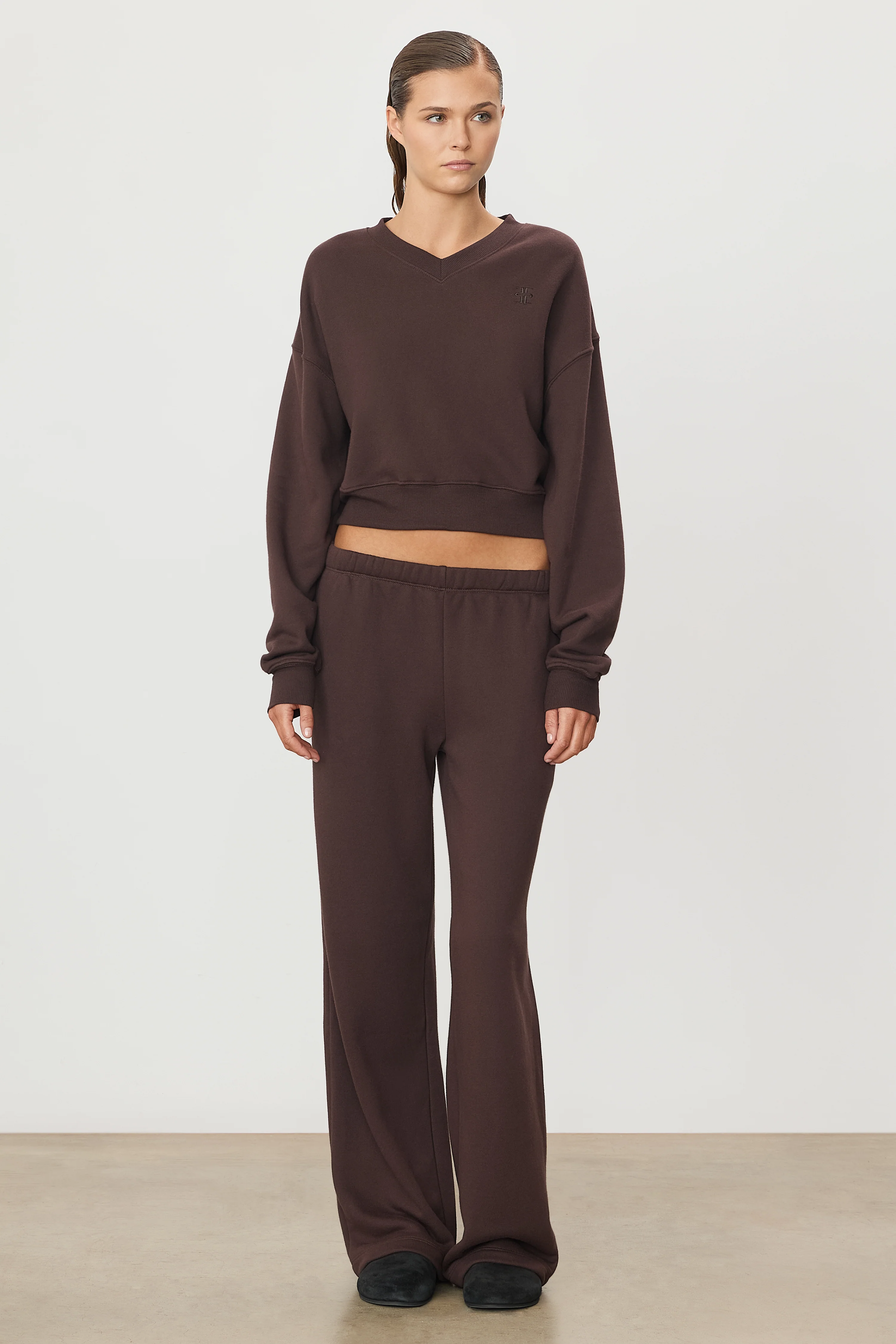 ÉTERNE Oversized Wide Leg Sweatpant in Espresso