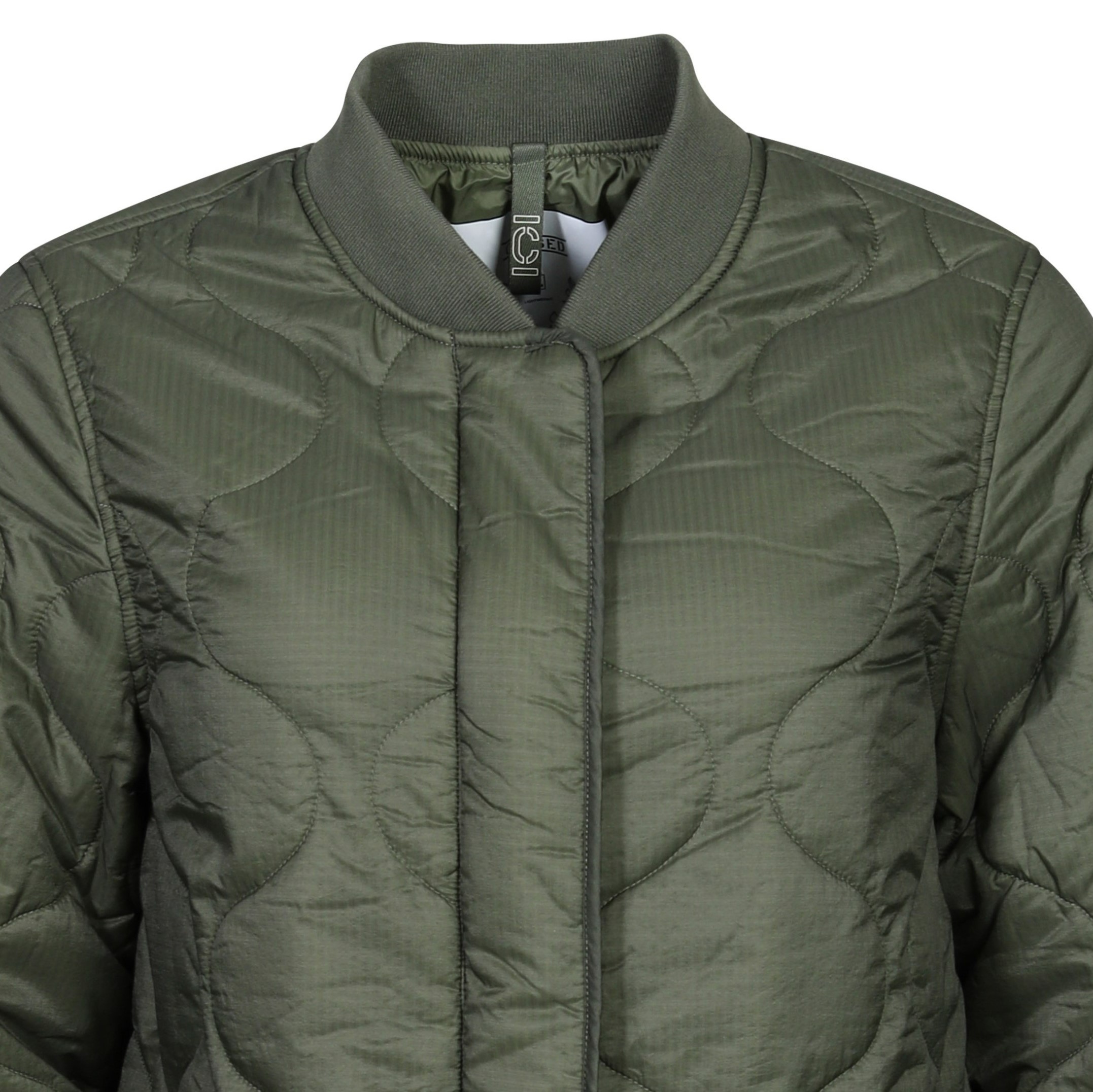 Closed Light Weight Nylon Coat in Army Green XS