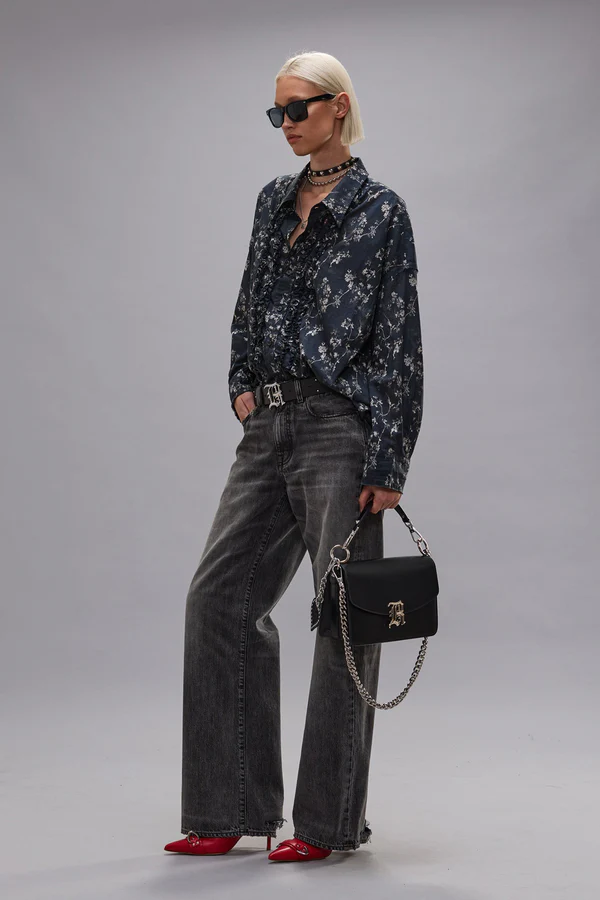 R13 D'Arcy Loose Jeans in Polaris Black