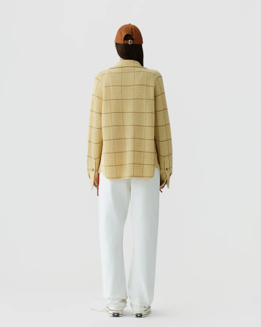 GUEST IN RESIDENCE Dylan Plaid Cashmere/Linen Shirt in Butter/Camel