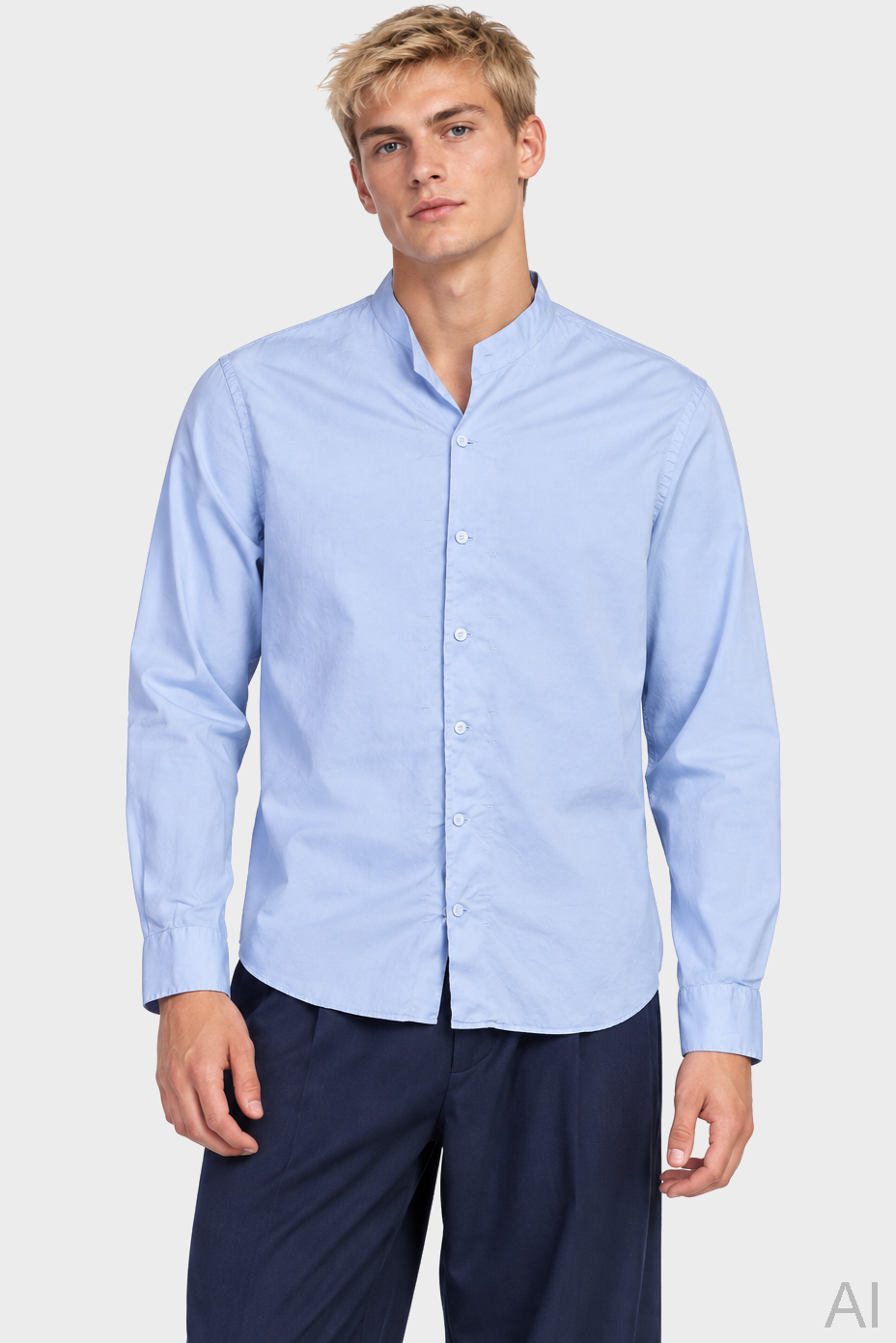 HANNES ROETHER Cotton Shirt in Light Blue
