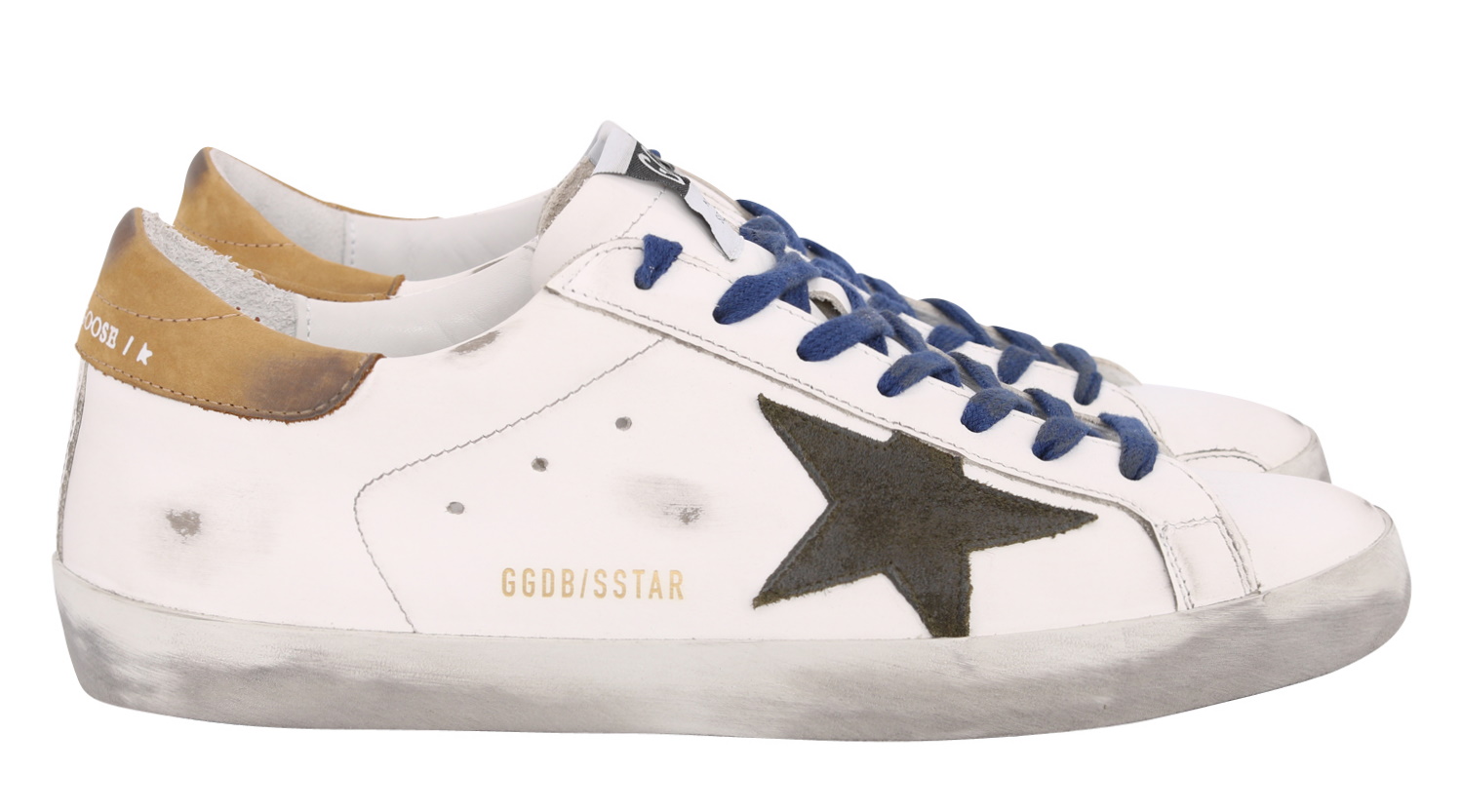 Golden Goose Superstar White Brown Green Star 42