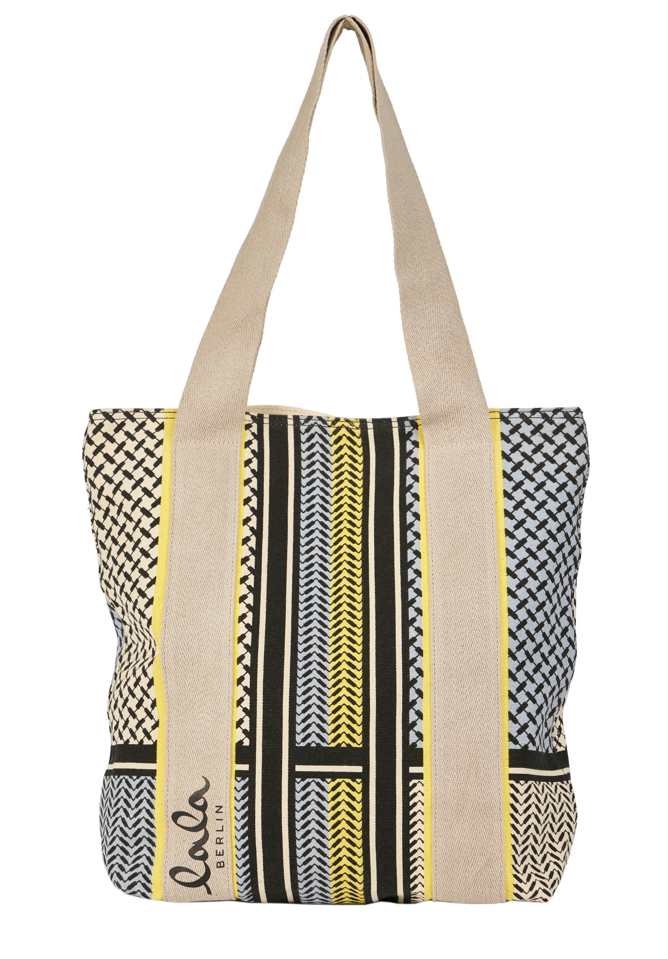 Lala Berlin Carmela Tote Bag Blue x Lime