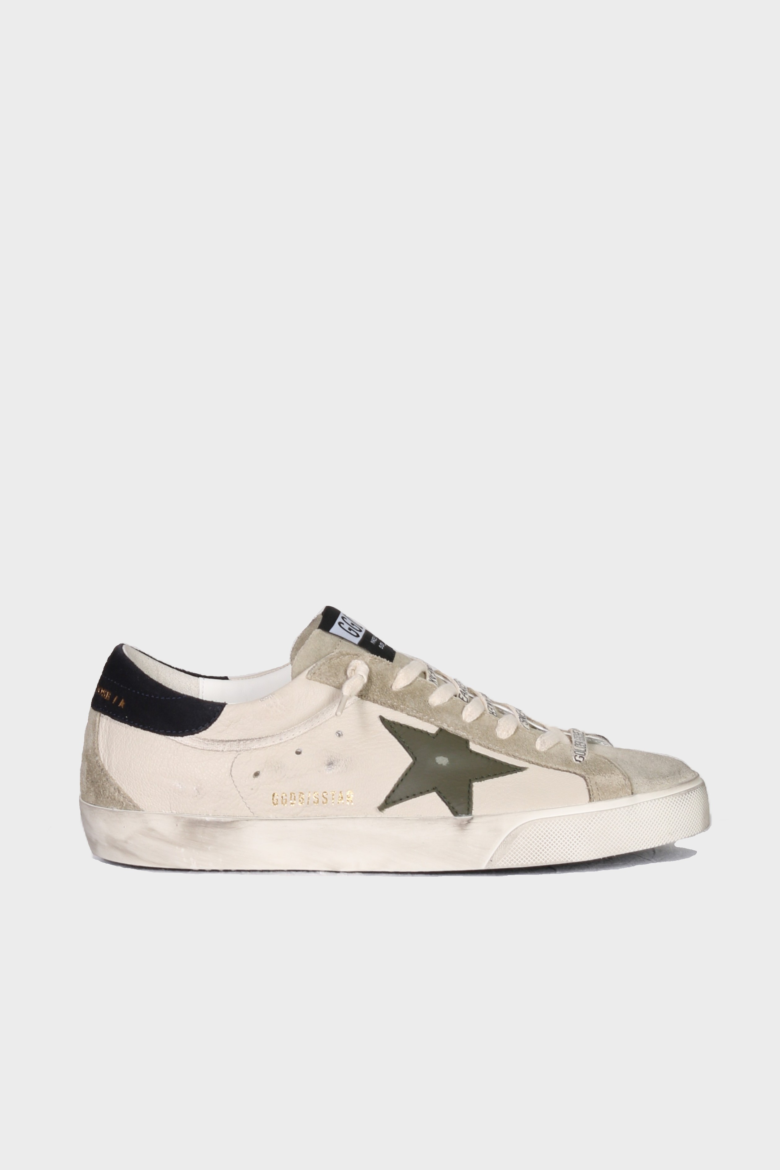 GOLDEN GOOSE Super Star Suede in Olive/Cream