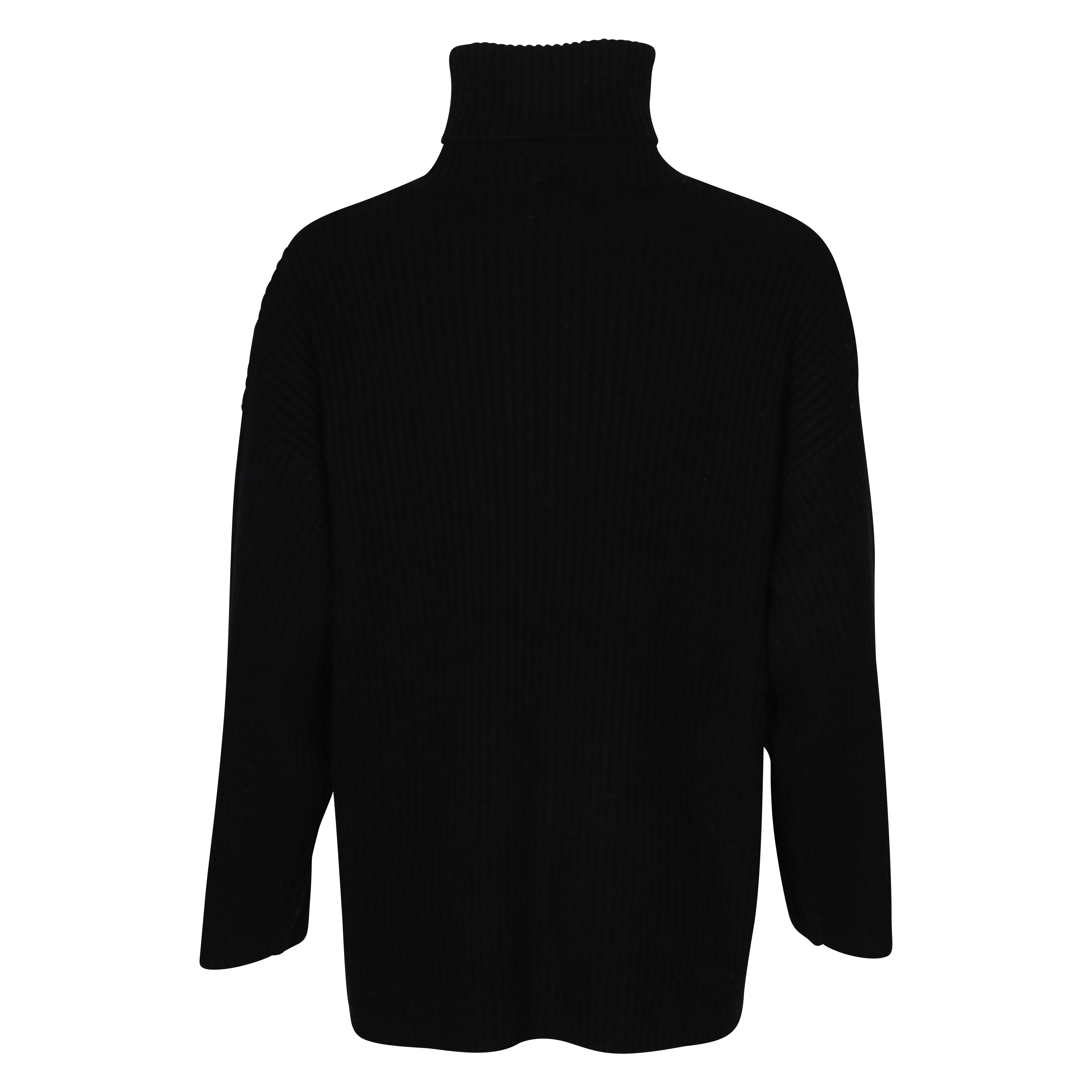 Flona Cashmere Rollneck Rib Pullover in Black