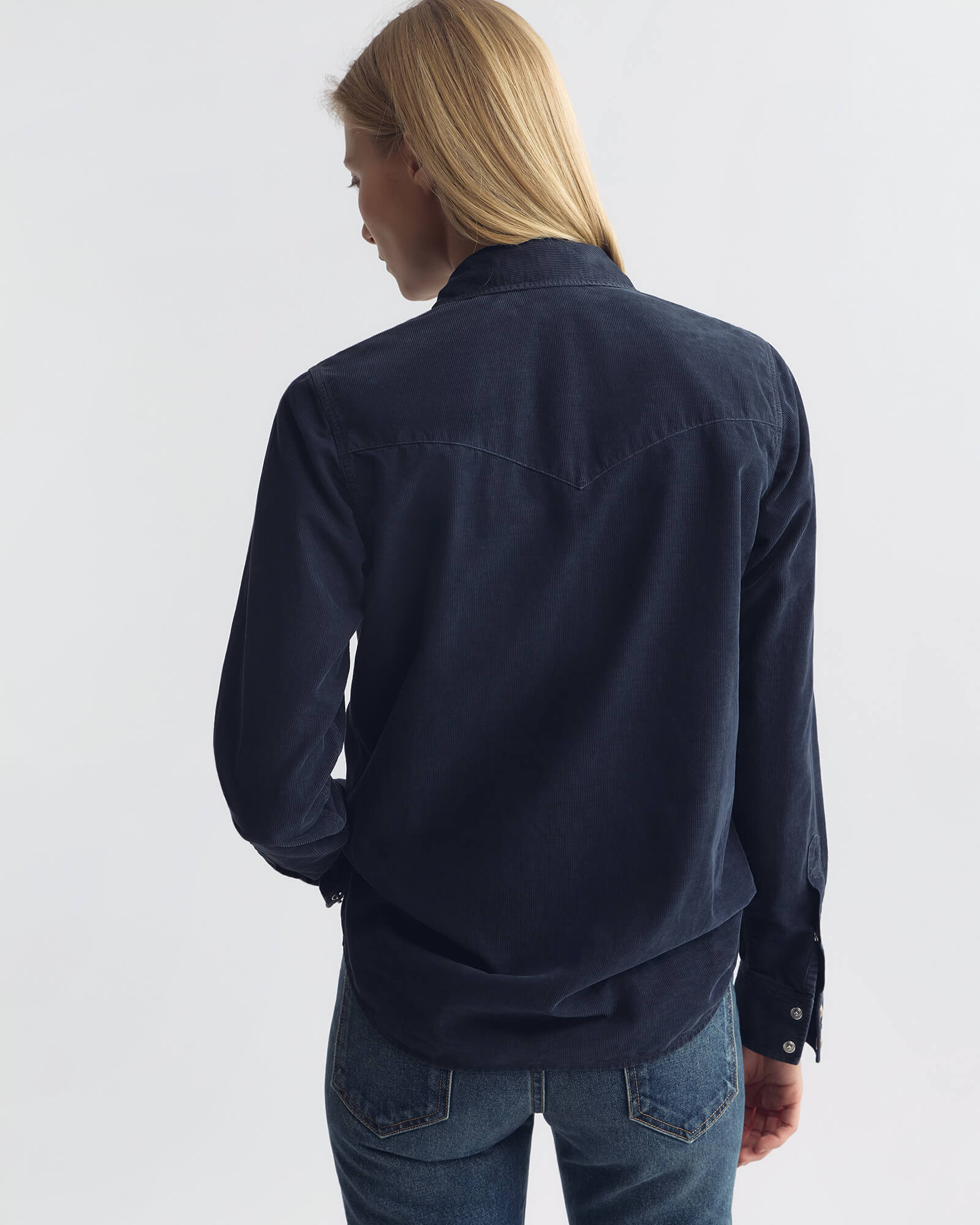 NILI LOTAN Travis Corduroy Shirt in Dusk Navy