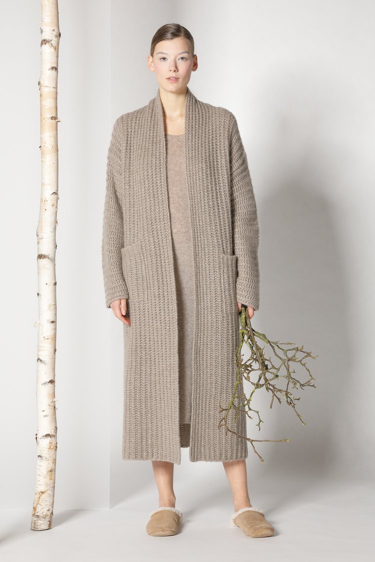 SMINFINITY Fluffy Tank Dress in Taupe Melange