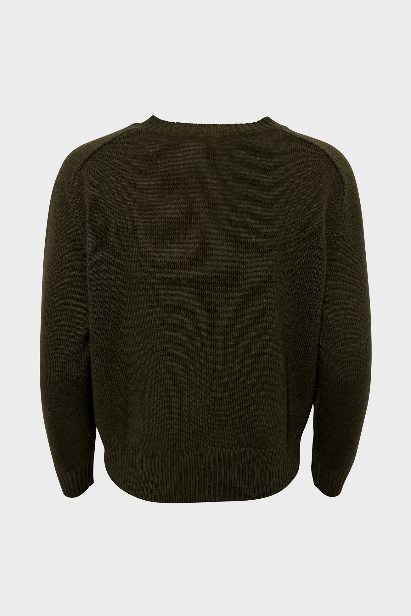 FLONA Cropped V-Neck Cashmere Sweater in Moss Green