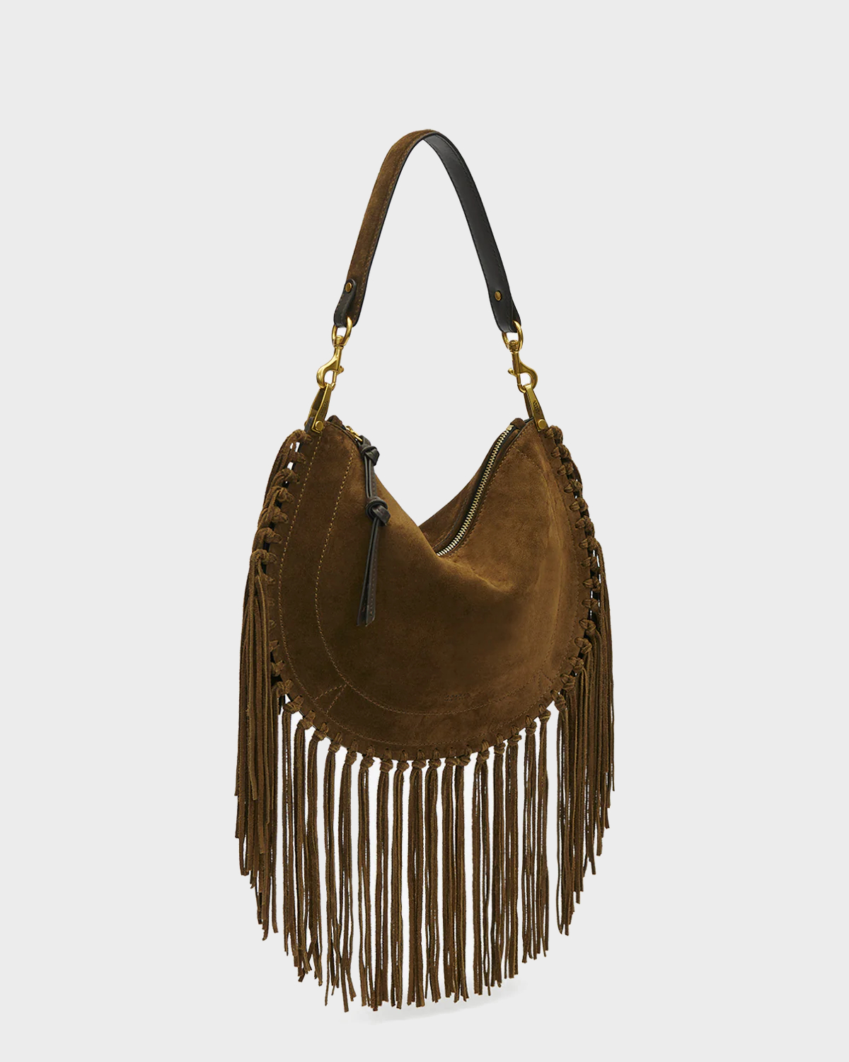 ISABEL MARANT Oskan Soft Bag in Bronze with Fringes
