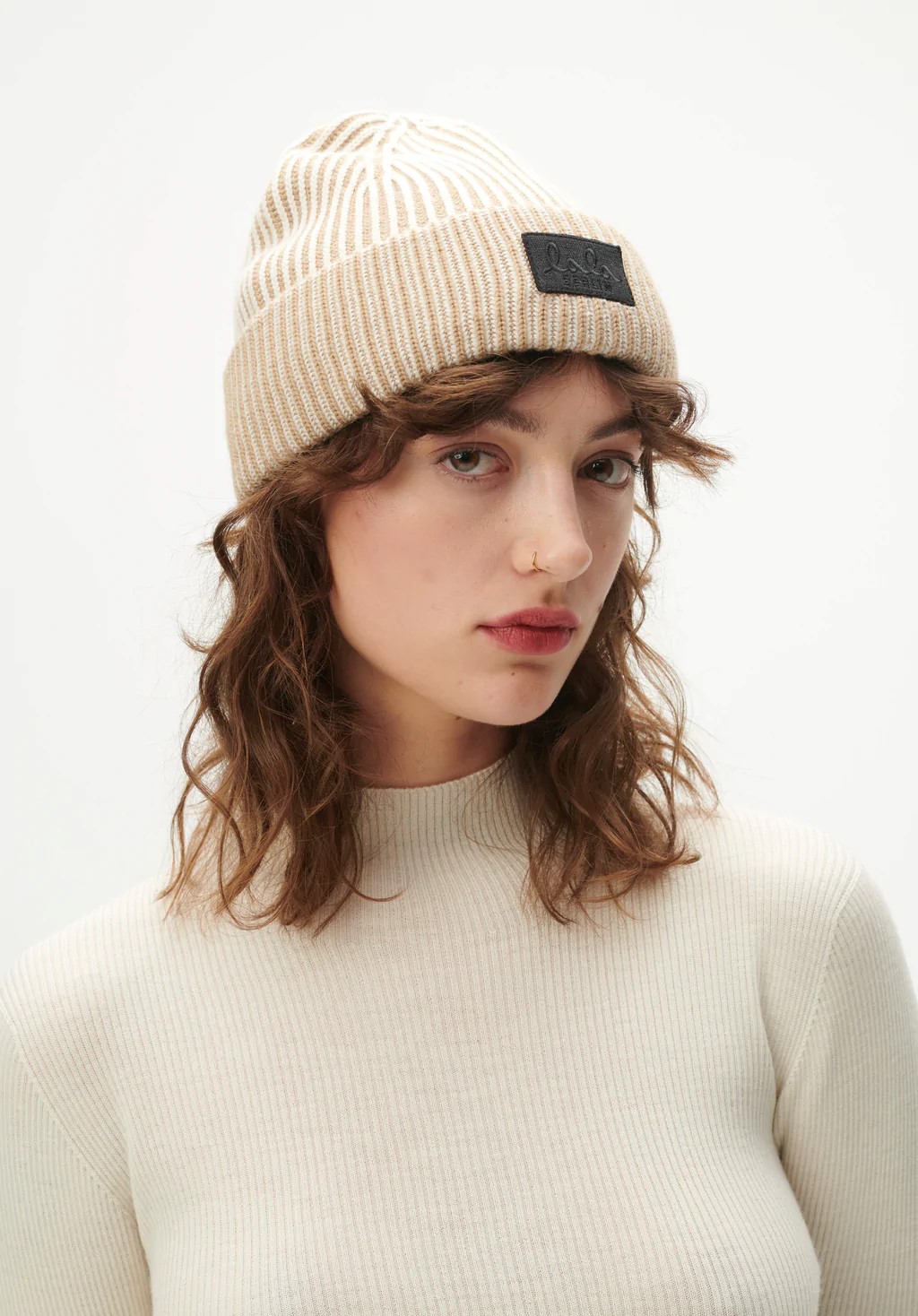 Lala Berlin Cap Lines in Desert Beige