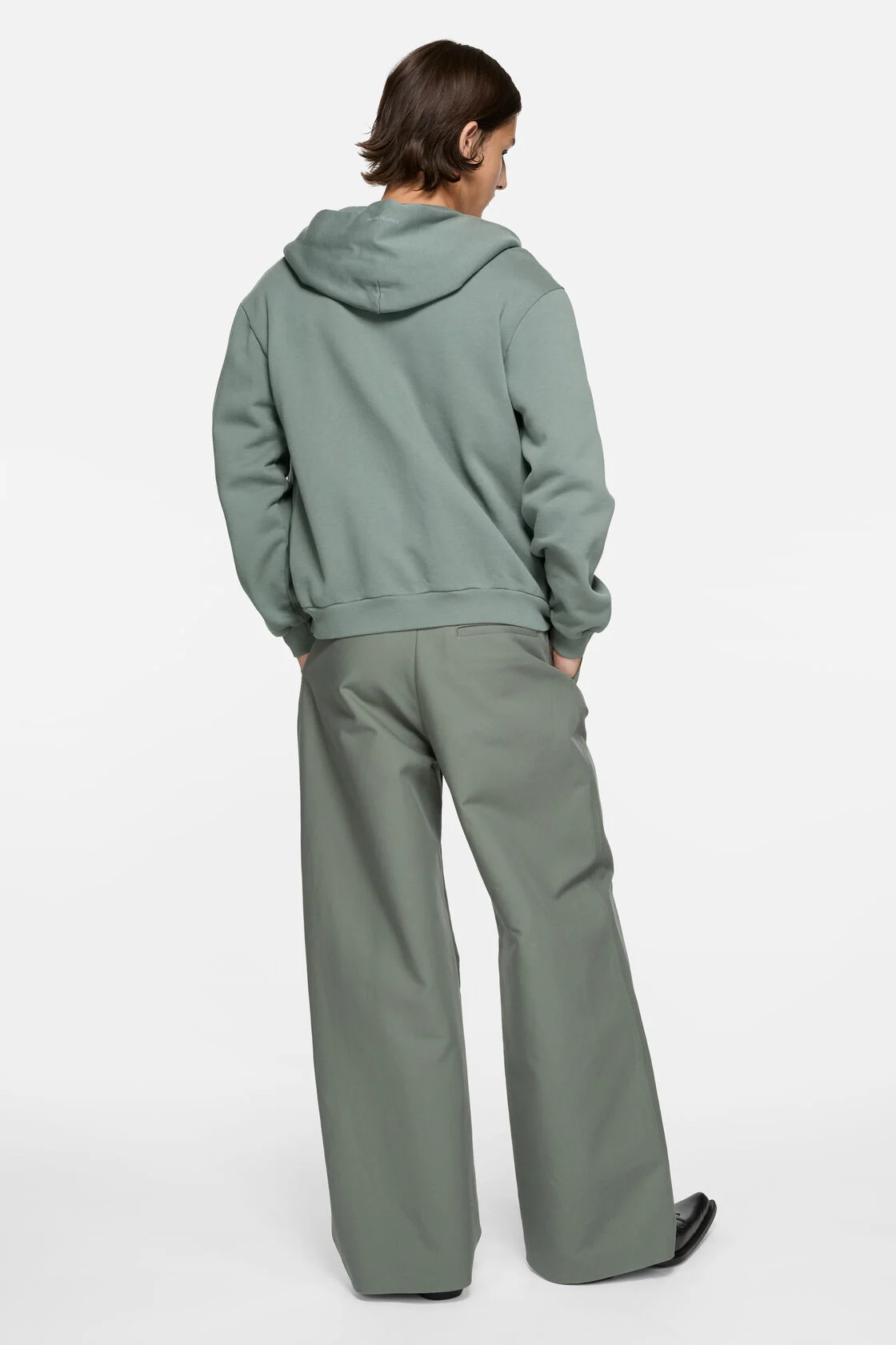 ACNE STUDIOS Face Zip Hoodie in Stone Grey