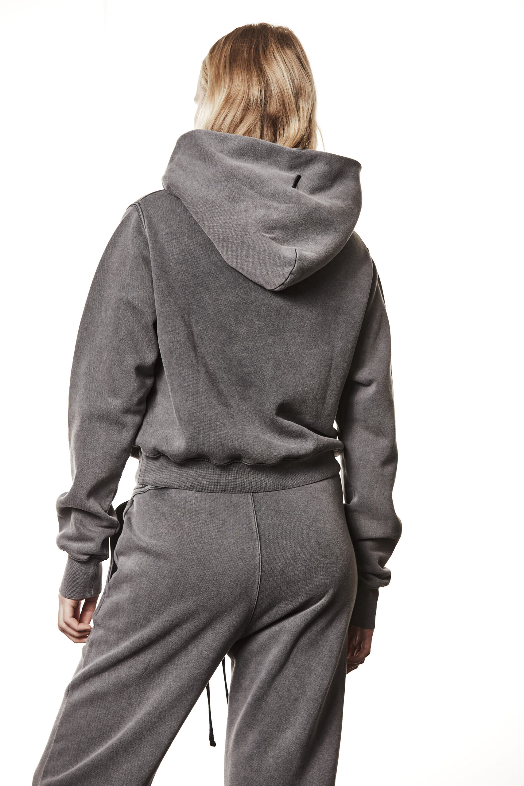 THOM KROM Cropped Hoodie in Used Grey