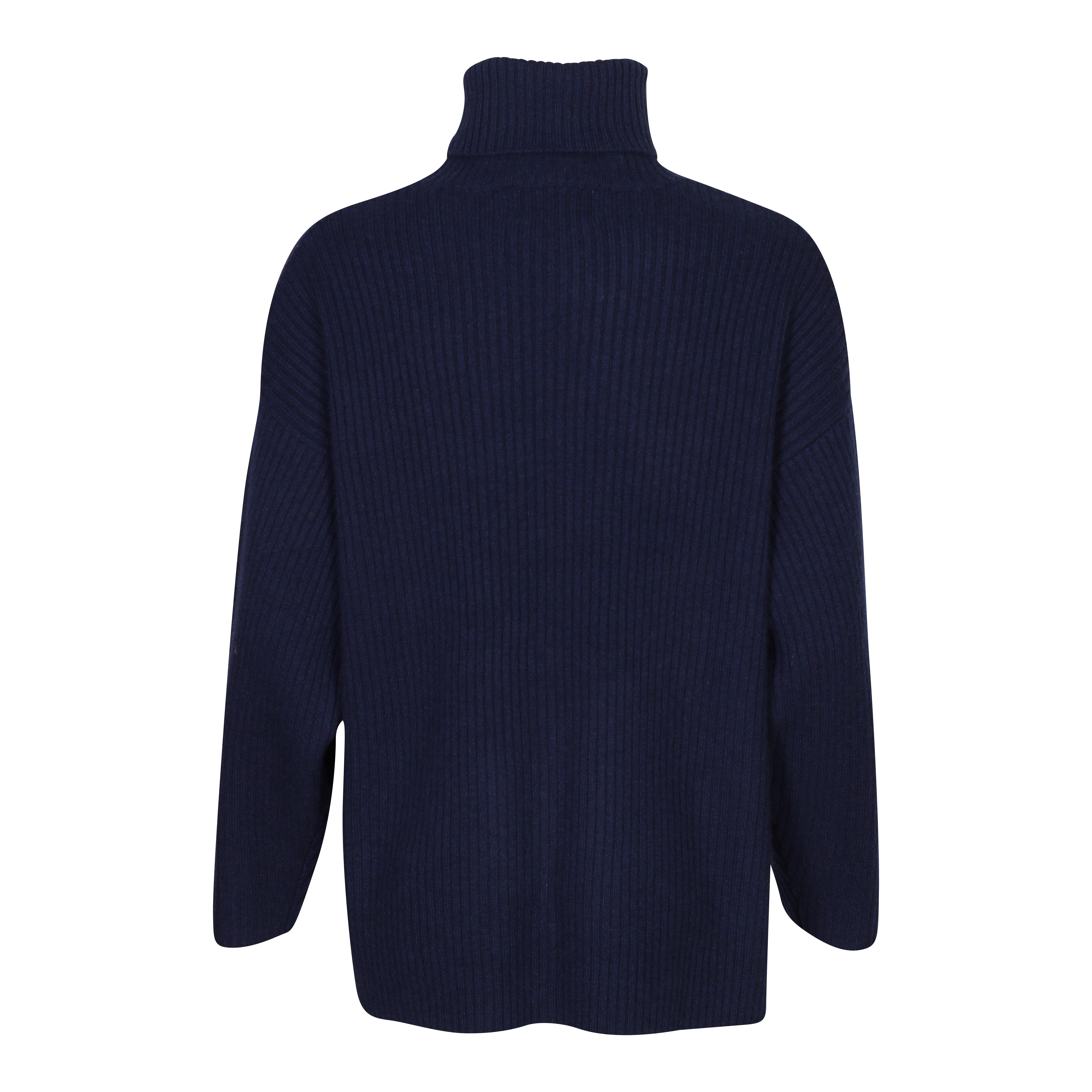 Flona Cashmere Rollneck Rib Pullover in Navy