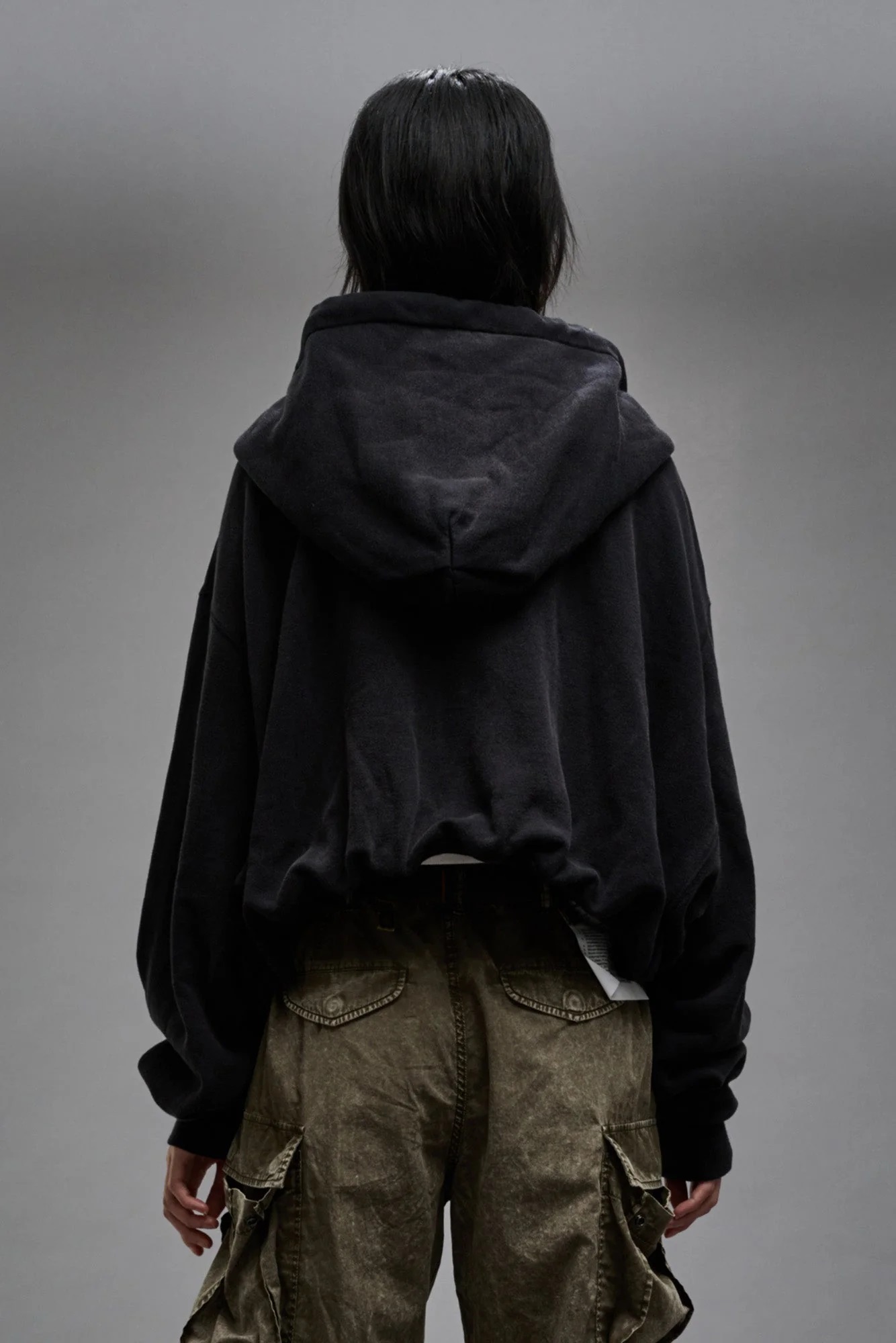 R13 Balloon Zip Hoddie in Washed Black