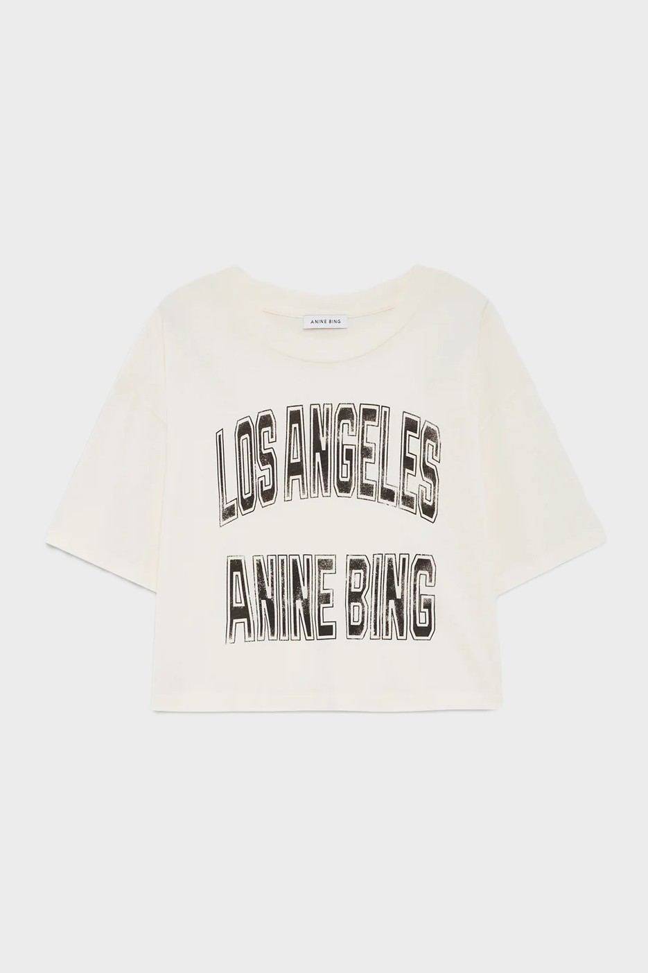 ANINE BING Johnny Cropped Tee in Cream