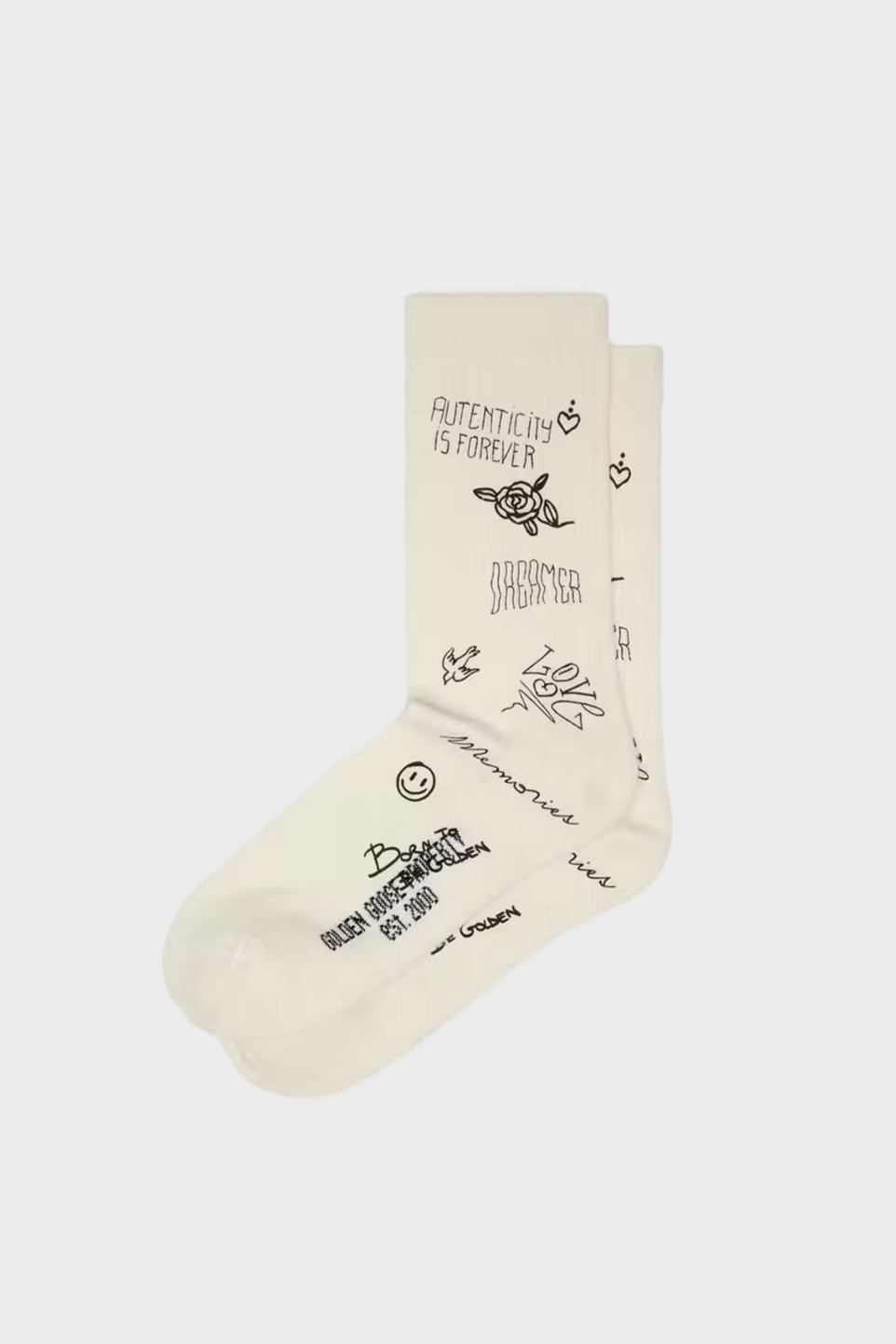 GOLDEN GOOSE Printed Socks Cream / Black
