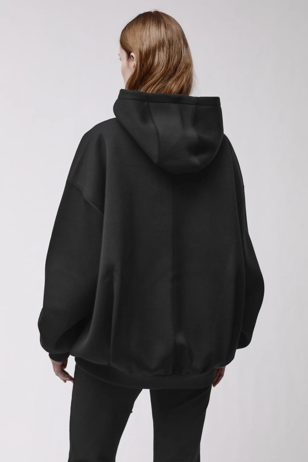THOM KROM Neoprene Oversize Zip Hoodie in Black