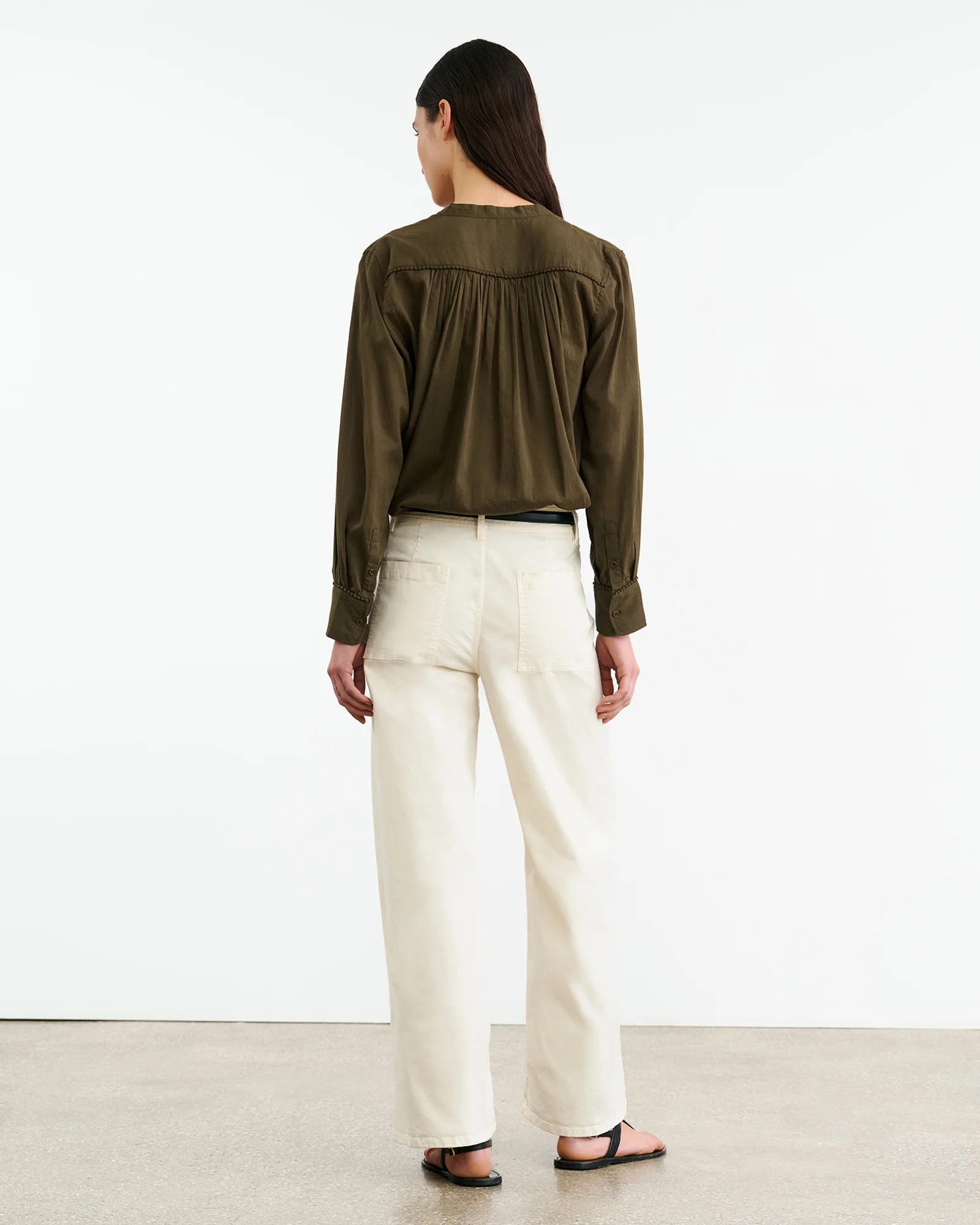 NILI LOTAN Clarys Blouse in Olive Green NILI LOTAN Clarys Blouse in Olive Green