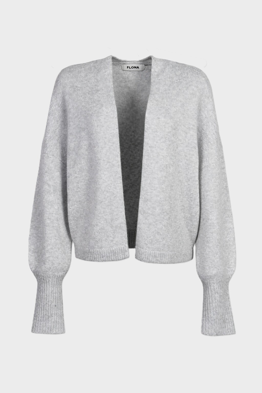 FLONA Cashmere Boxy Fit Cardigan in Heather Grey L