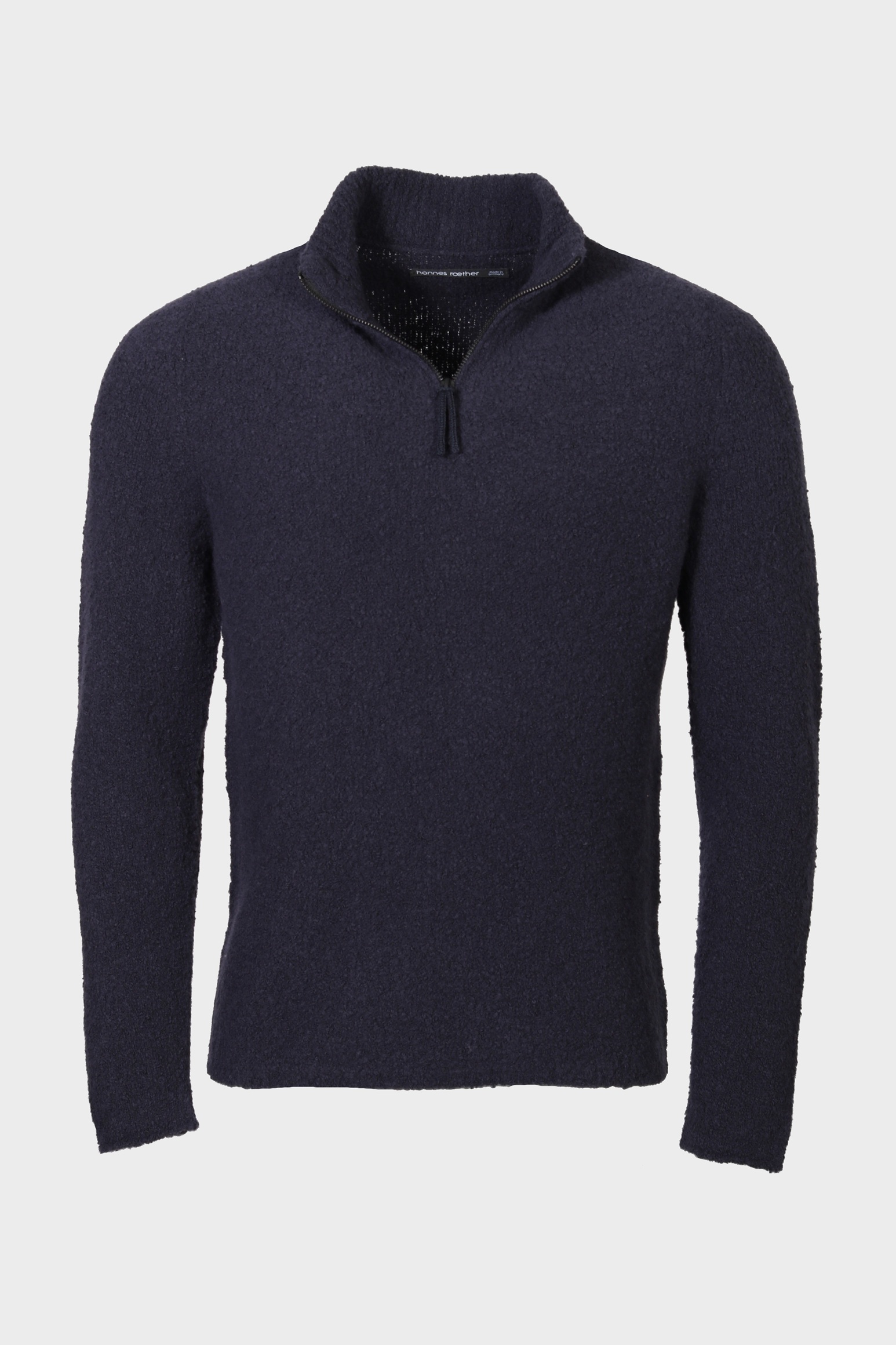 HANNES ROETHER Fluffy Half Zip Sweater in Navy