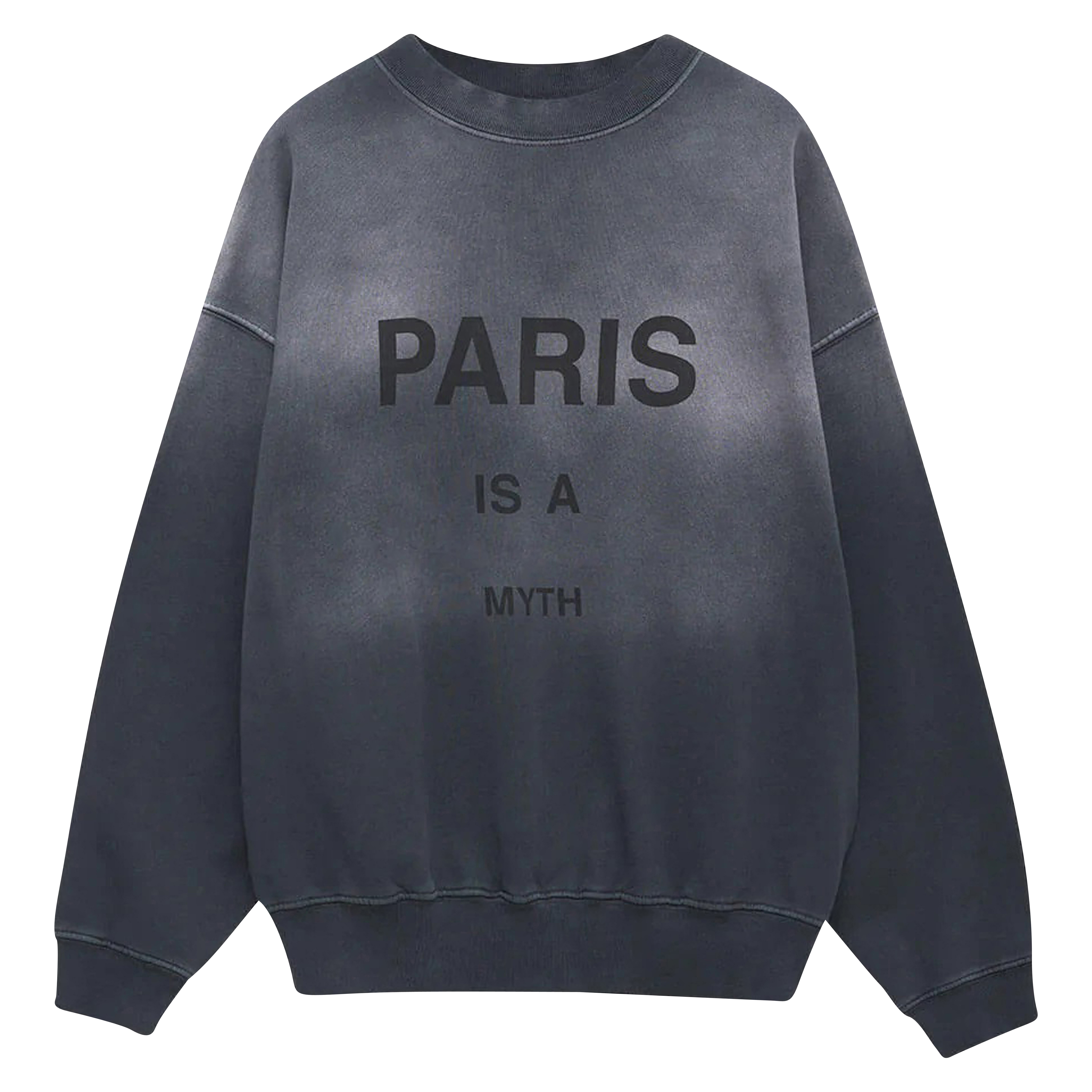 Anine Bing Jaci Sweatshirt Myth Paris in Washed Black S