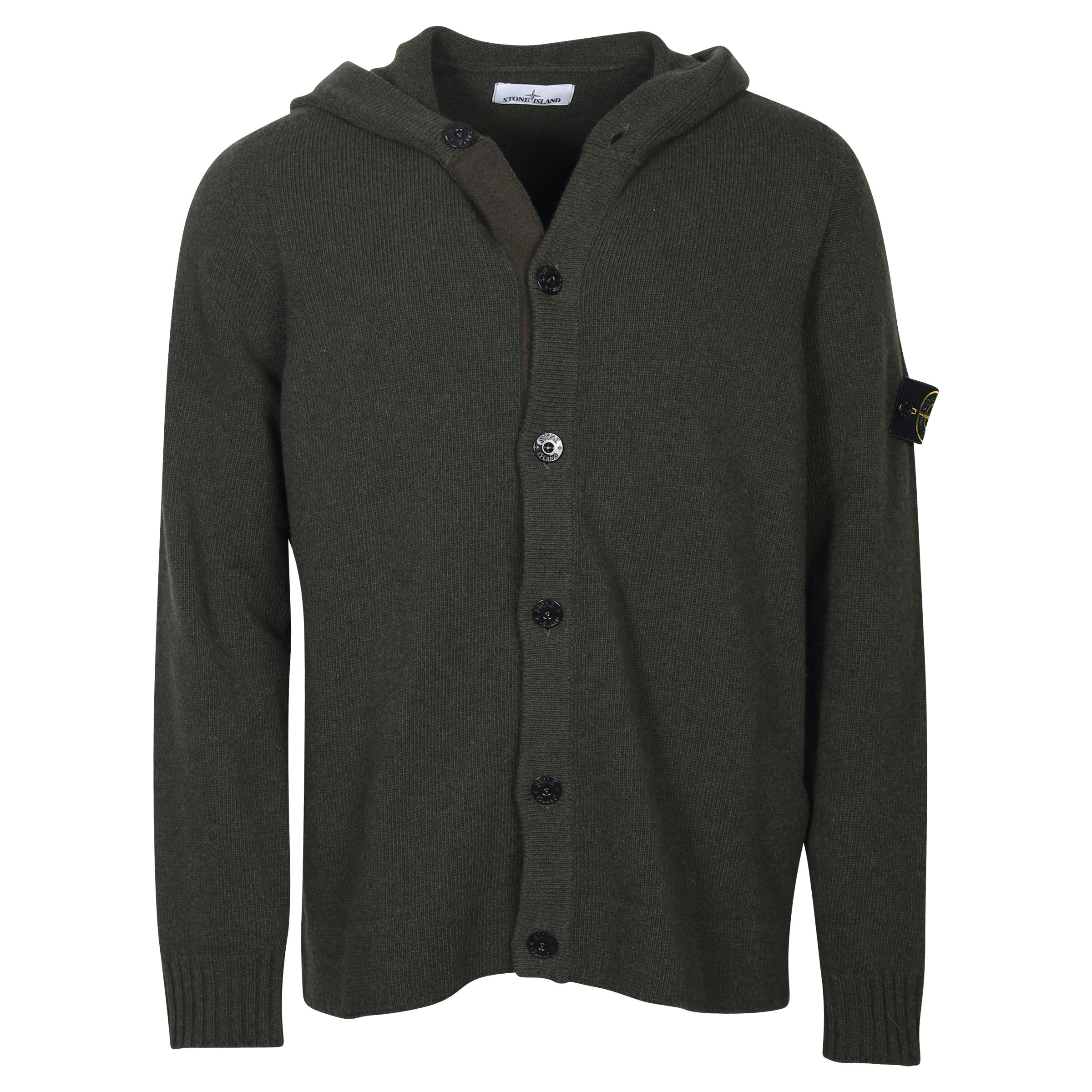 Stone Island Hooded Knit Cardigan Olive