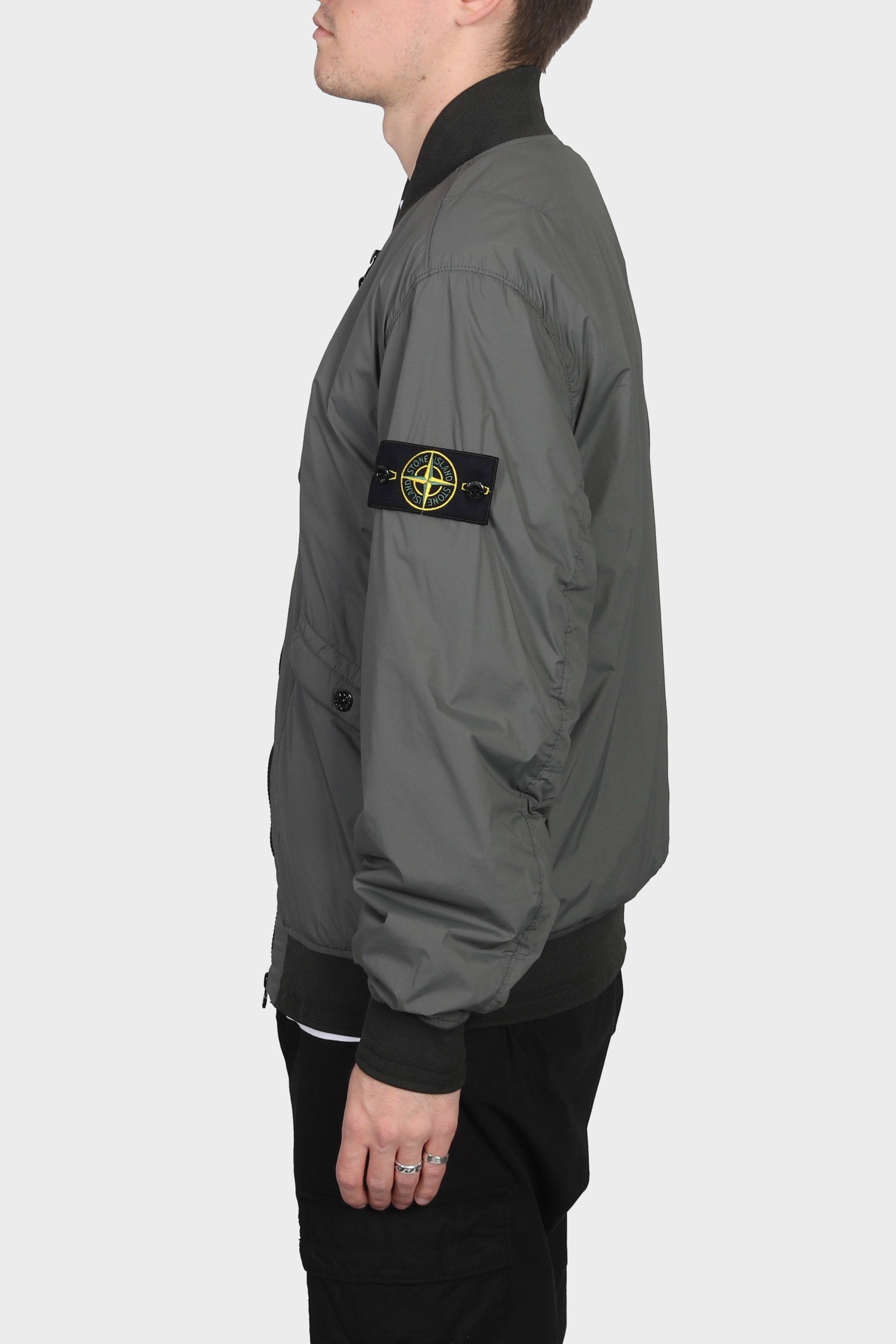 STONE ISLAND Skin Touch Nylon Bomber Jacket in Green S