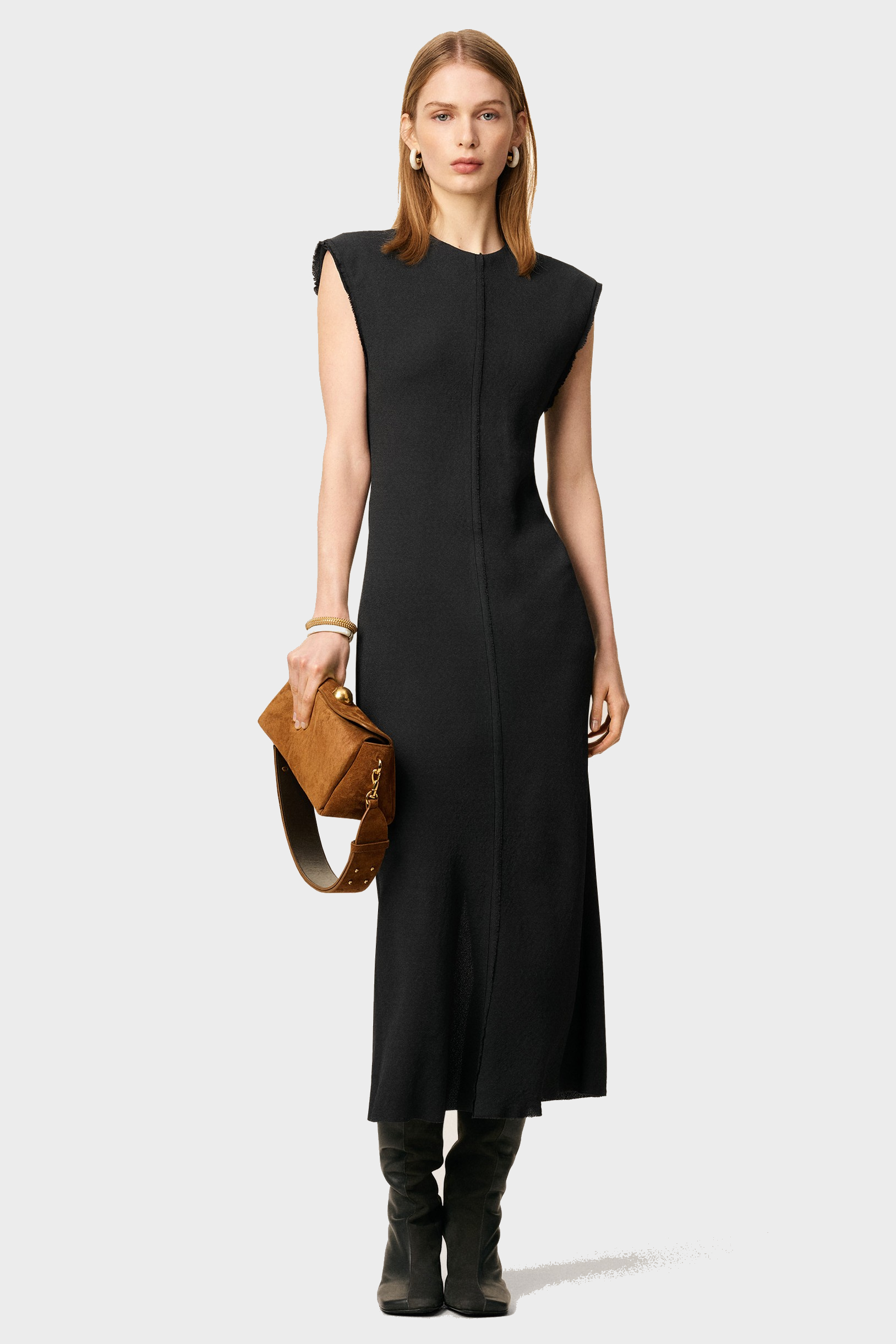 AMI PARIS Viscose Dress in Anthracite