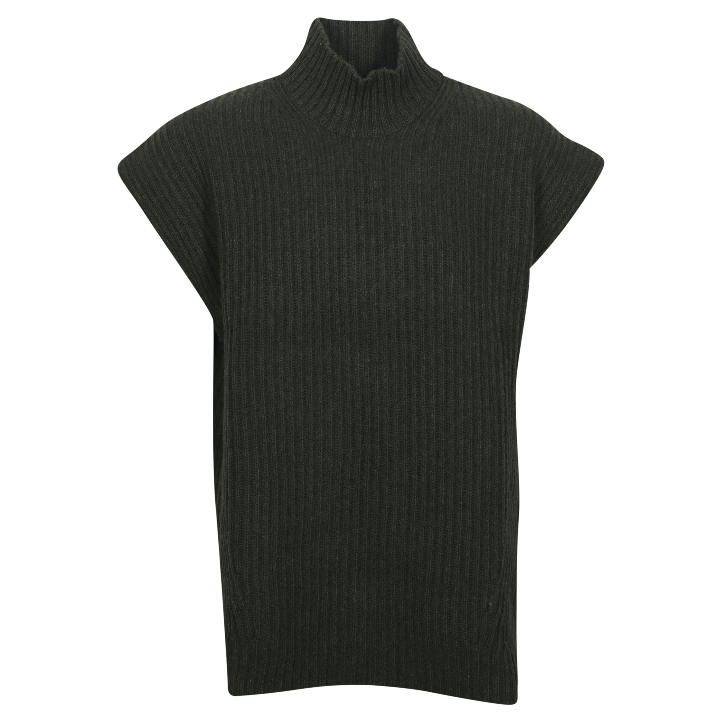 Ganni Recycled Wool Vest in Dark Green