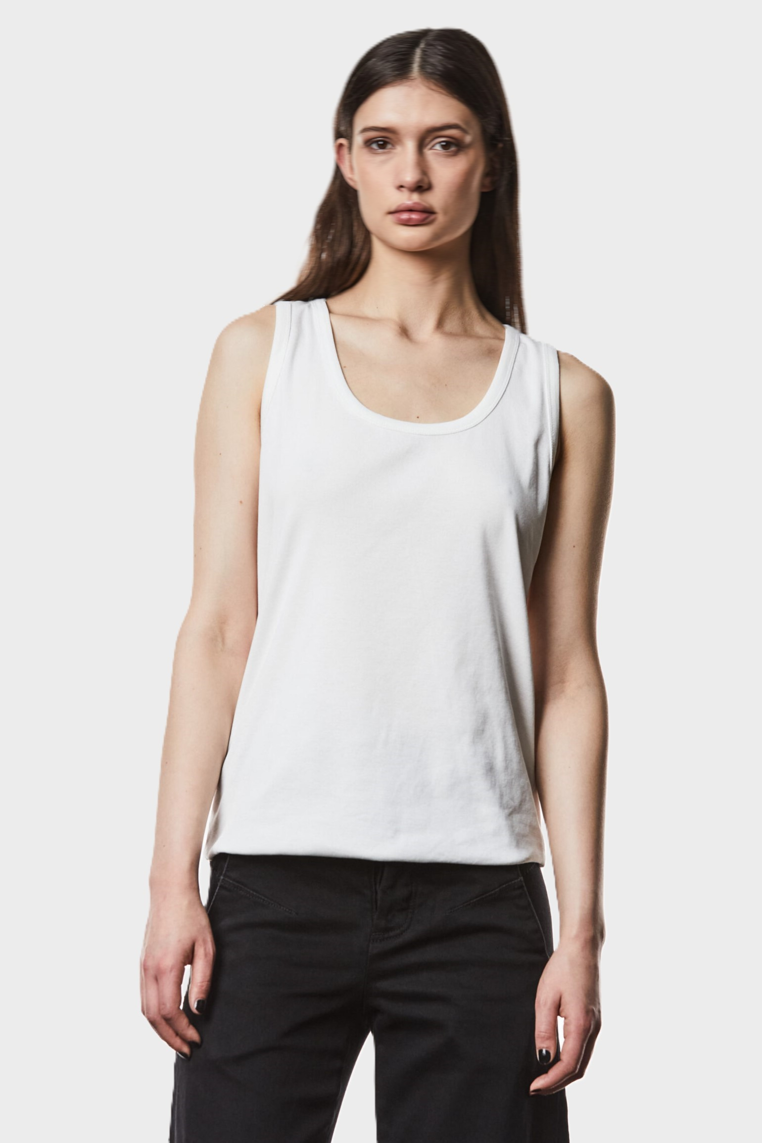 THOM KROM Rib Tank Top in Off White THOM KROM Rib Tank Top in Off White