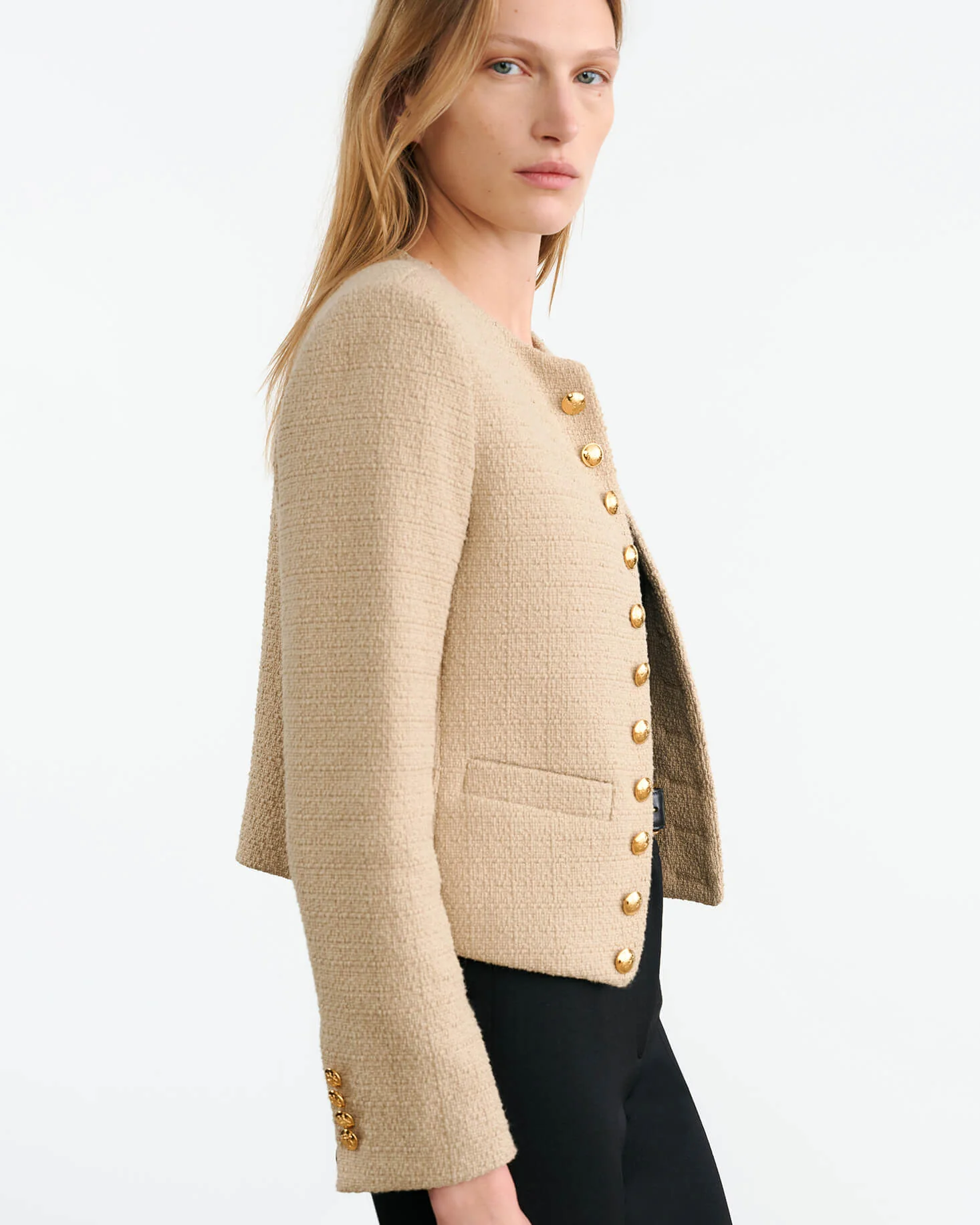 NILI LOTAN Patti Short Jacket in Beige NILI LOTAN Patti Short Jacket in Beige