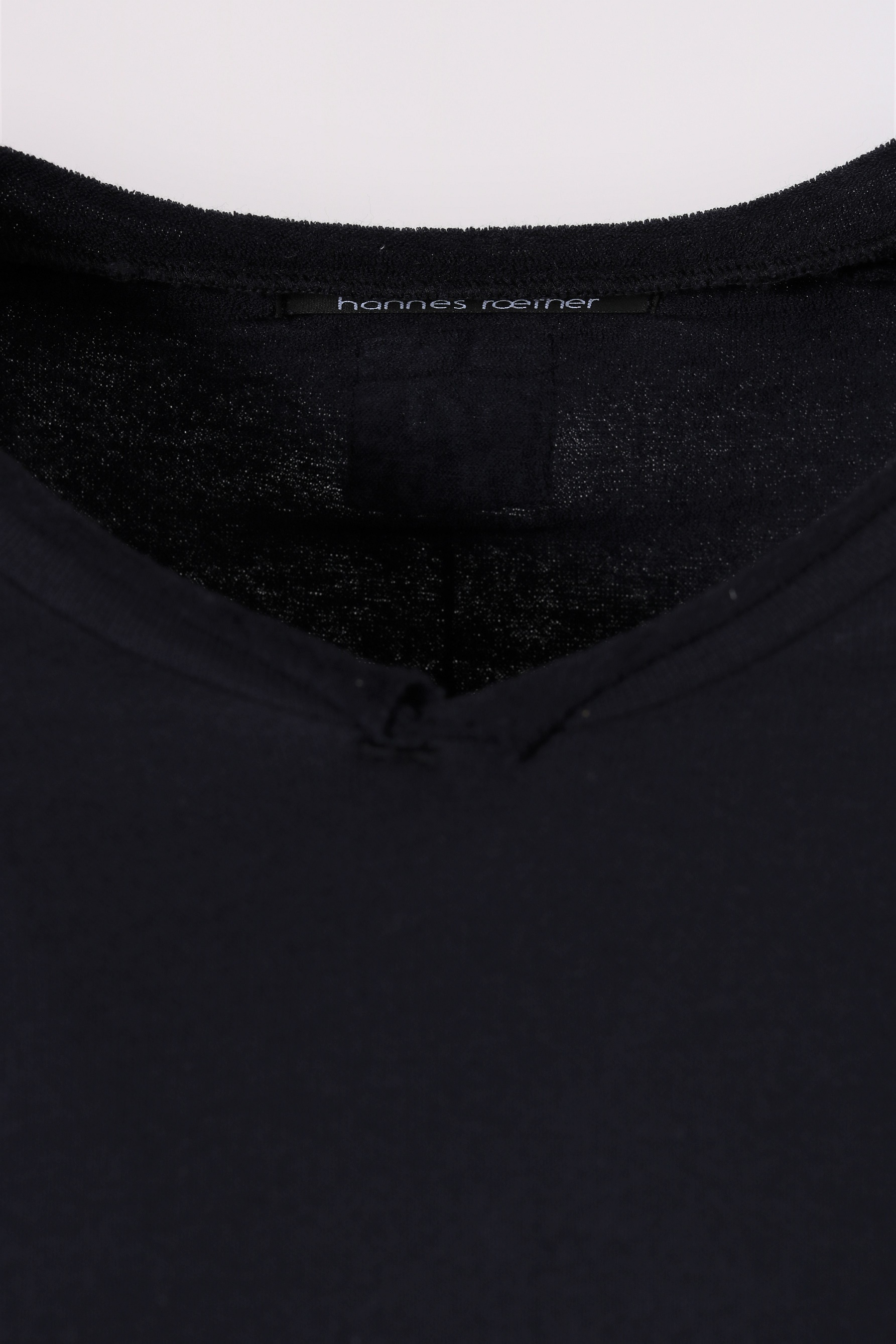 Hannes Roether Frottee V-Neck T-Shirt in Dark Navy