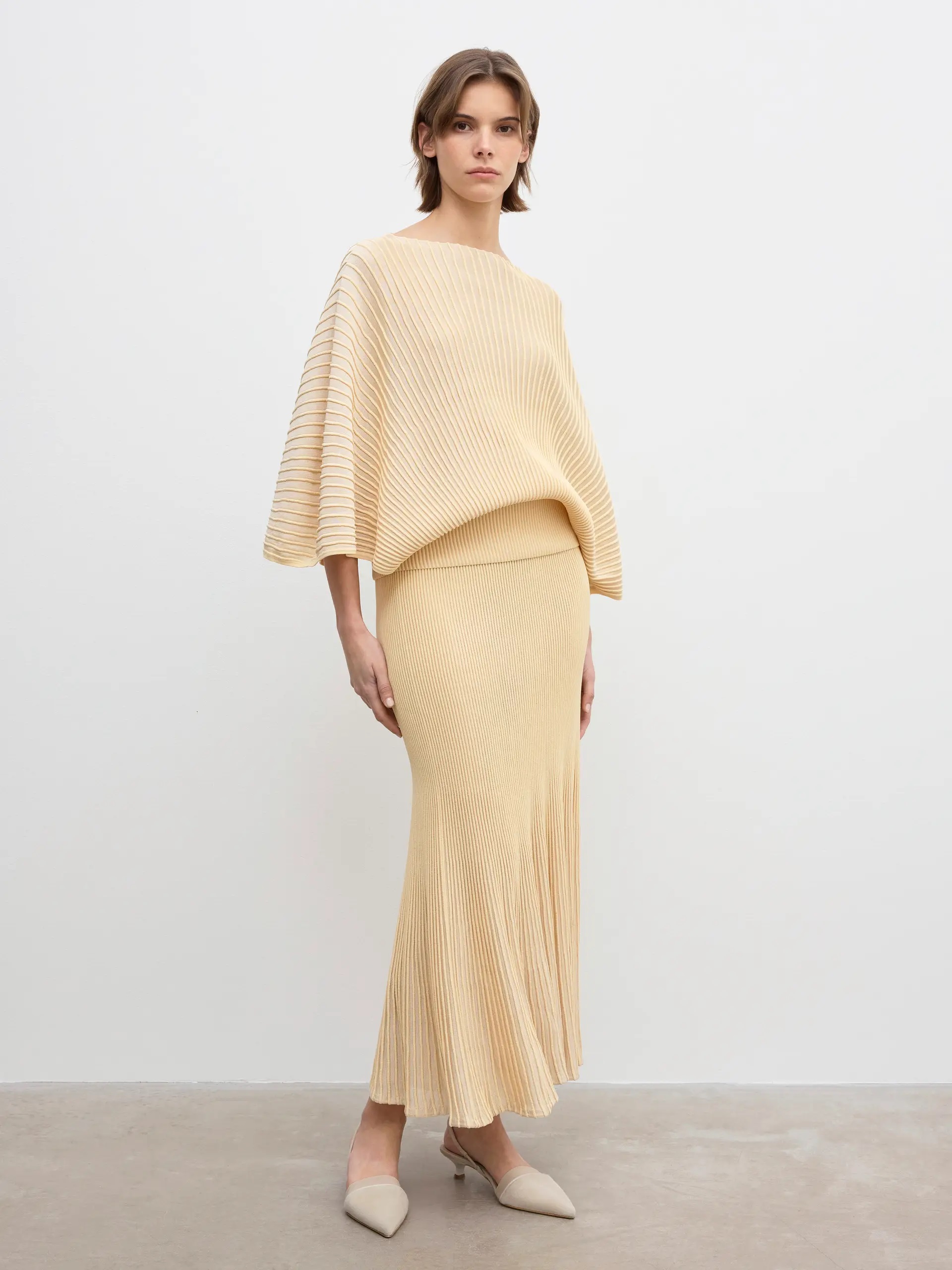 DAGMAR Knitted Flared Top in Desert Sand DAGMAR Knitted Flared Top in Desert Sand
