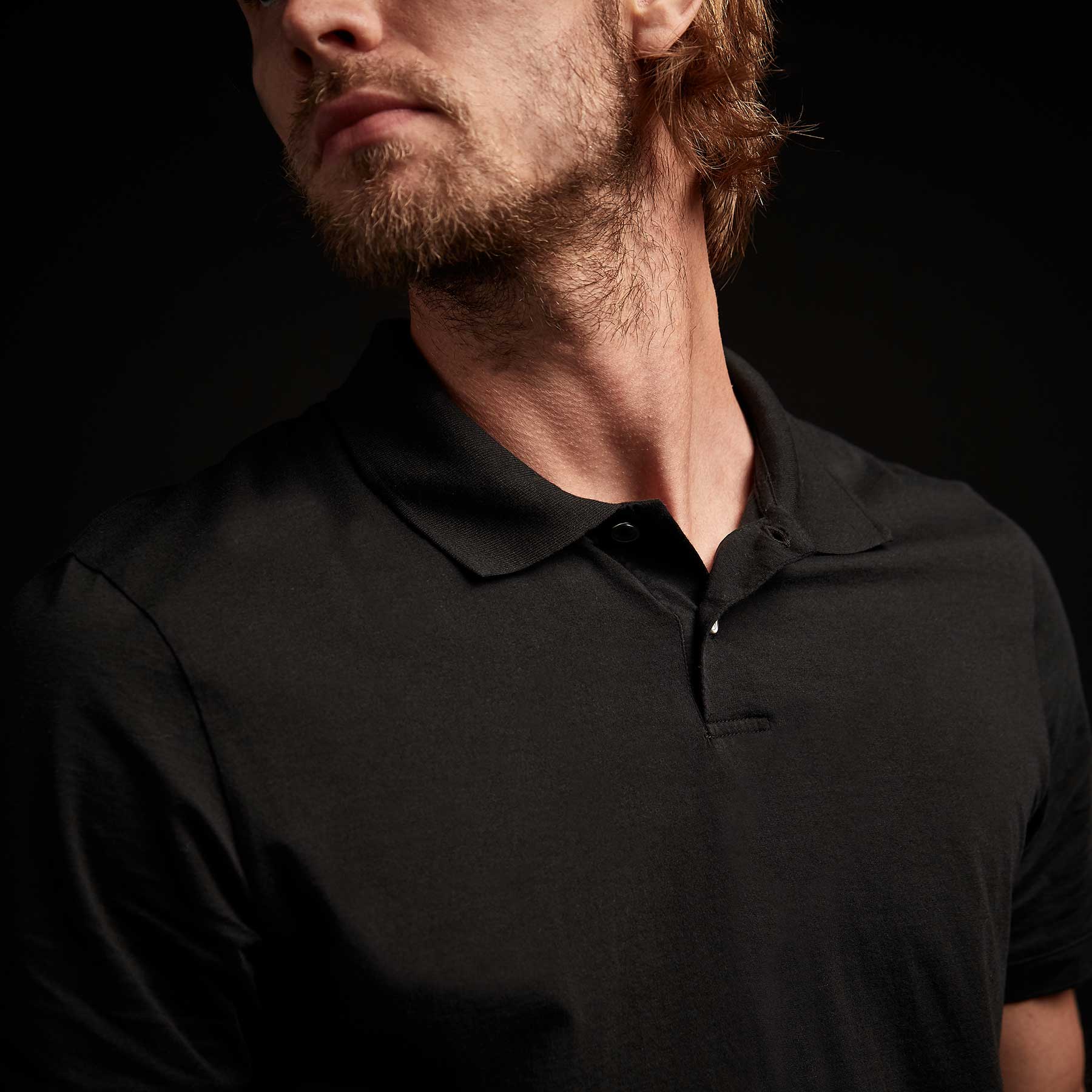 James Perse Elevated Lotus Jersey Polo in Black 3/ L