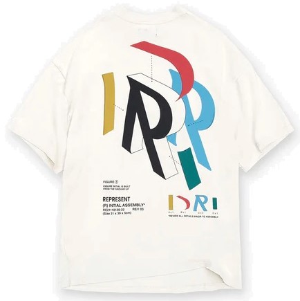 REPRESENT Initial Assembly T-Shirt in Flat White L