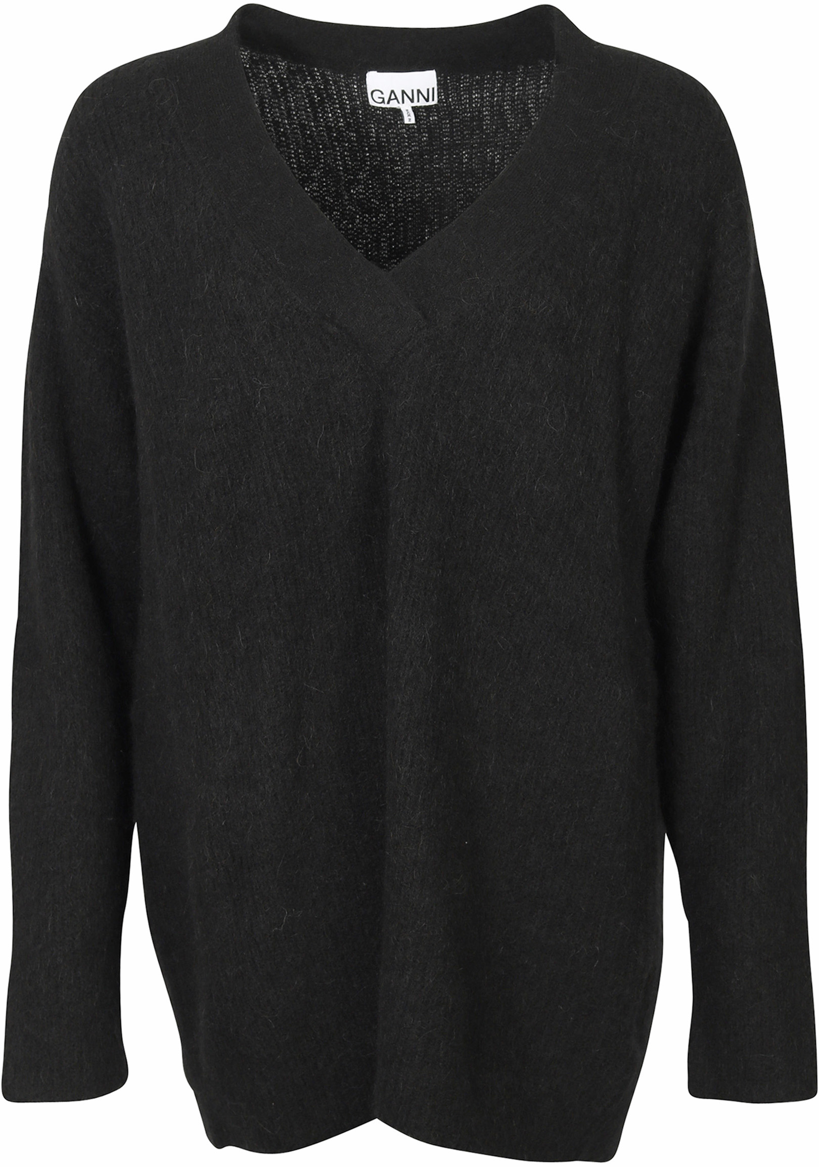 Ganni Knit V-Neck Pullover Black