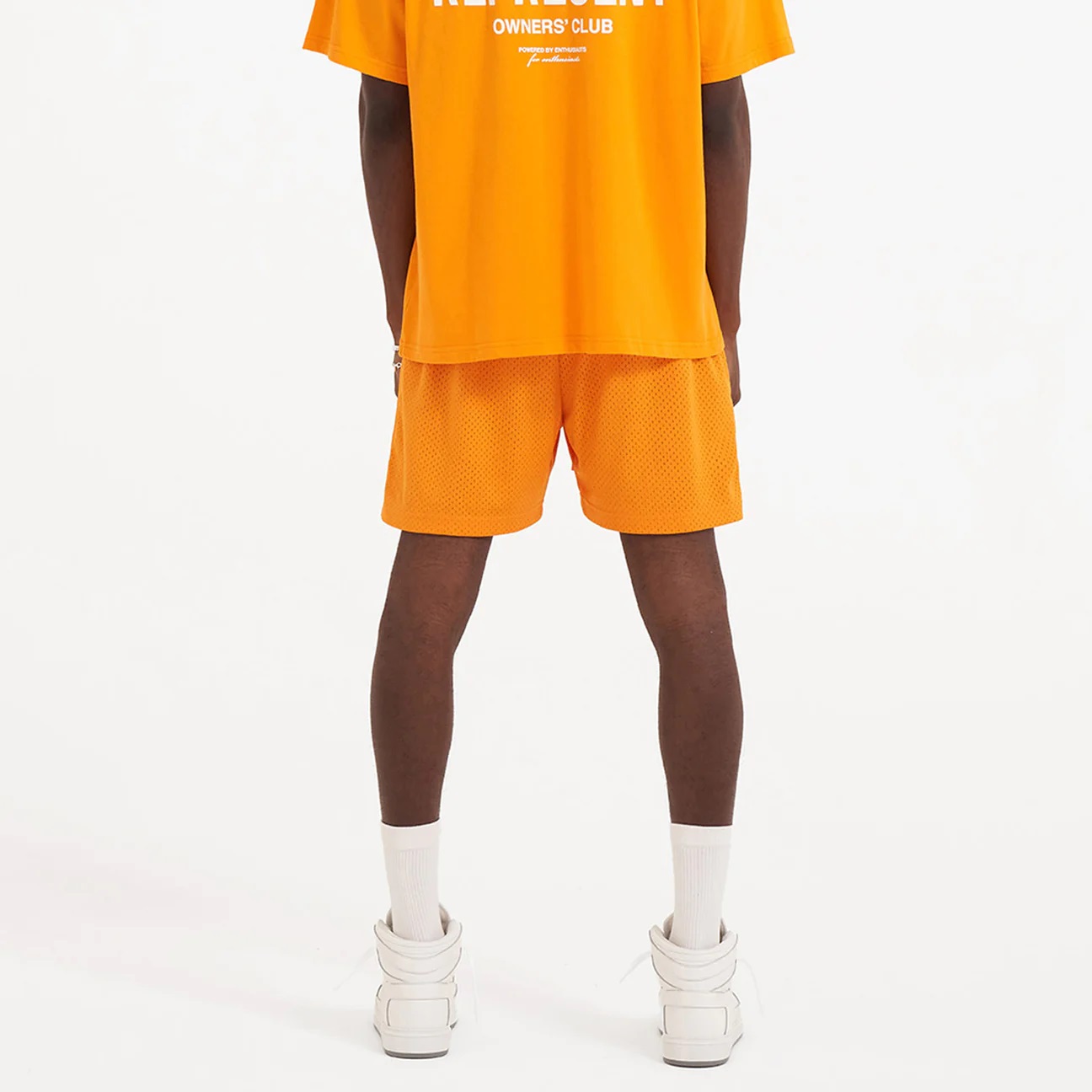 REPRESENT Owners Club Mesh Short in Neon Orange XL