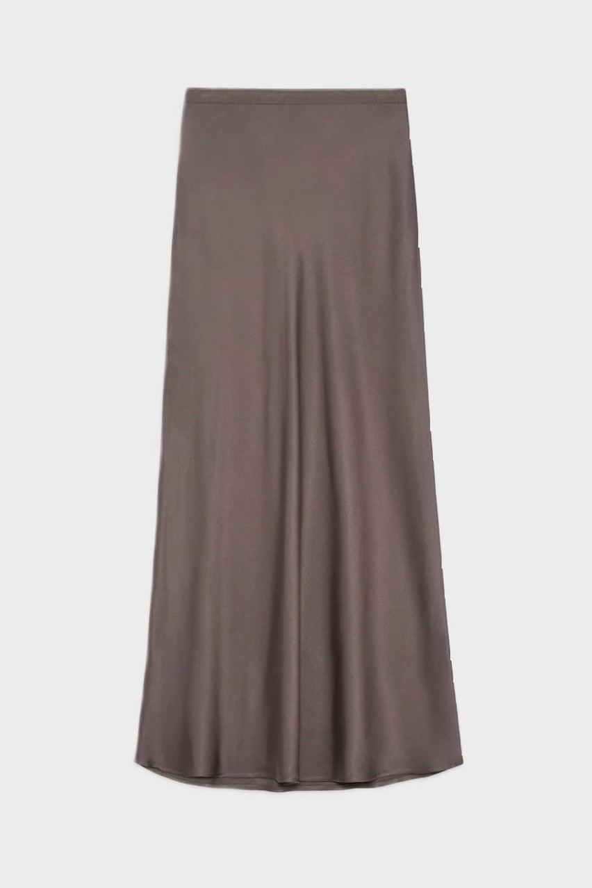 ANINE BING Bar Silk Skirt in Iron